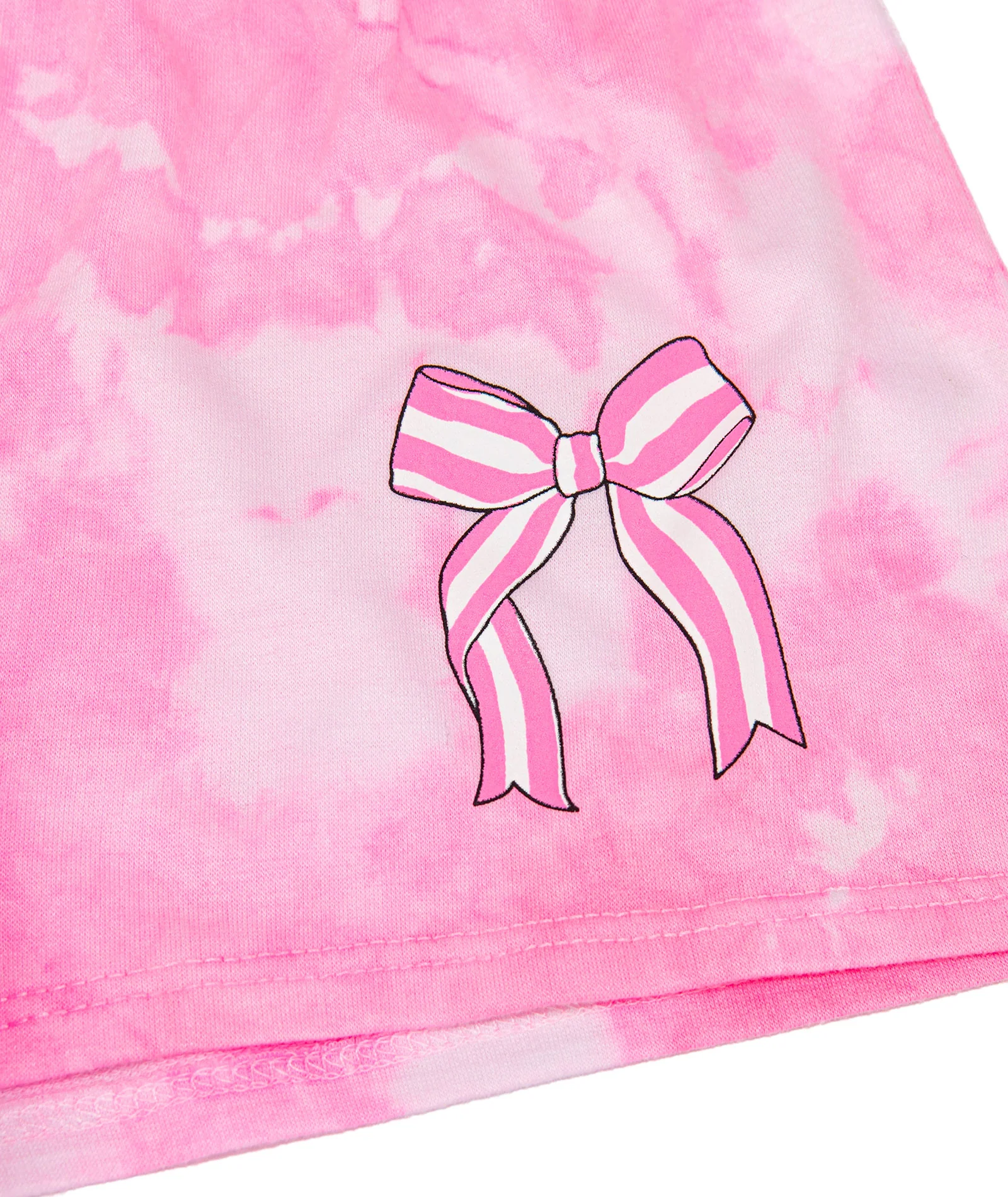 Firehouse Girls Neon Pink Cloud Stripe Bow Fleece Shorts - Image 2