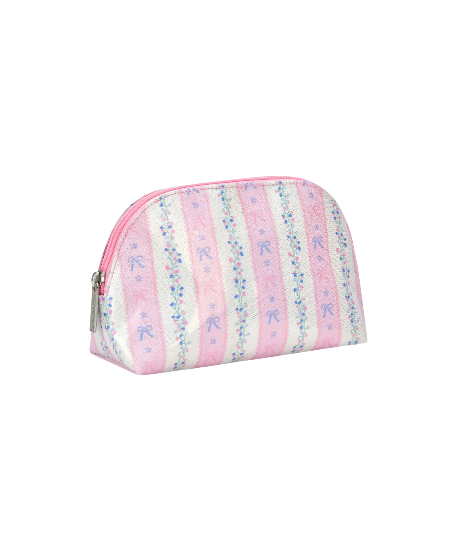 Floral Stripe Oval Cosmetic Bag - Image 2
