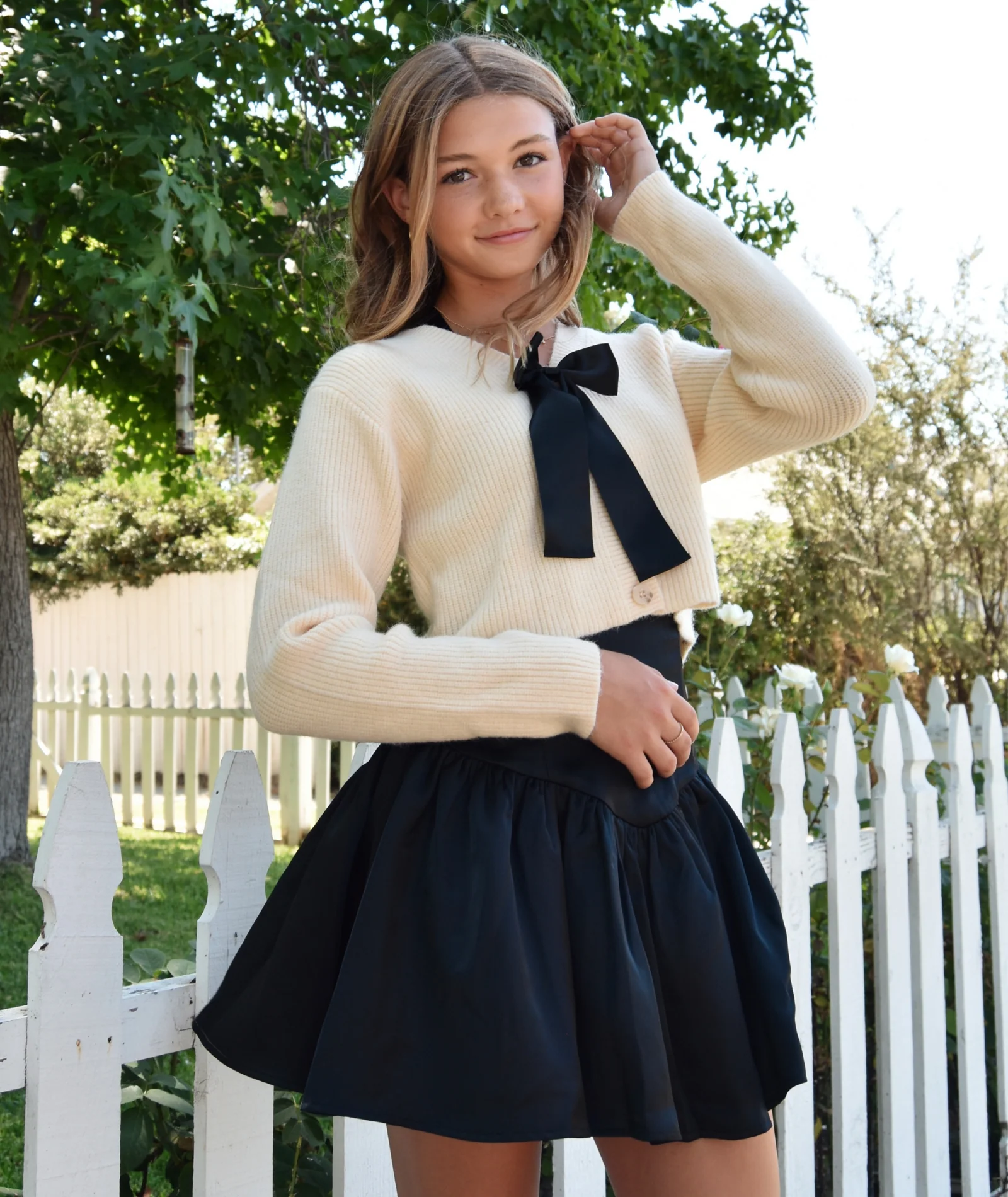 Gold Rush NYC Girls Addison Bow Cardigan - Image 3