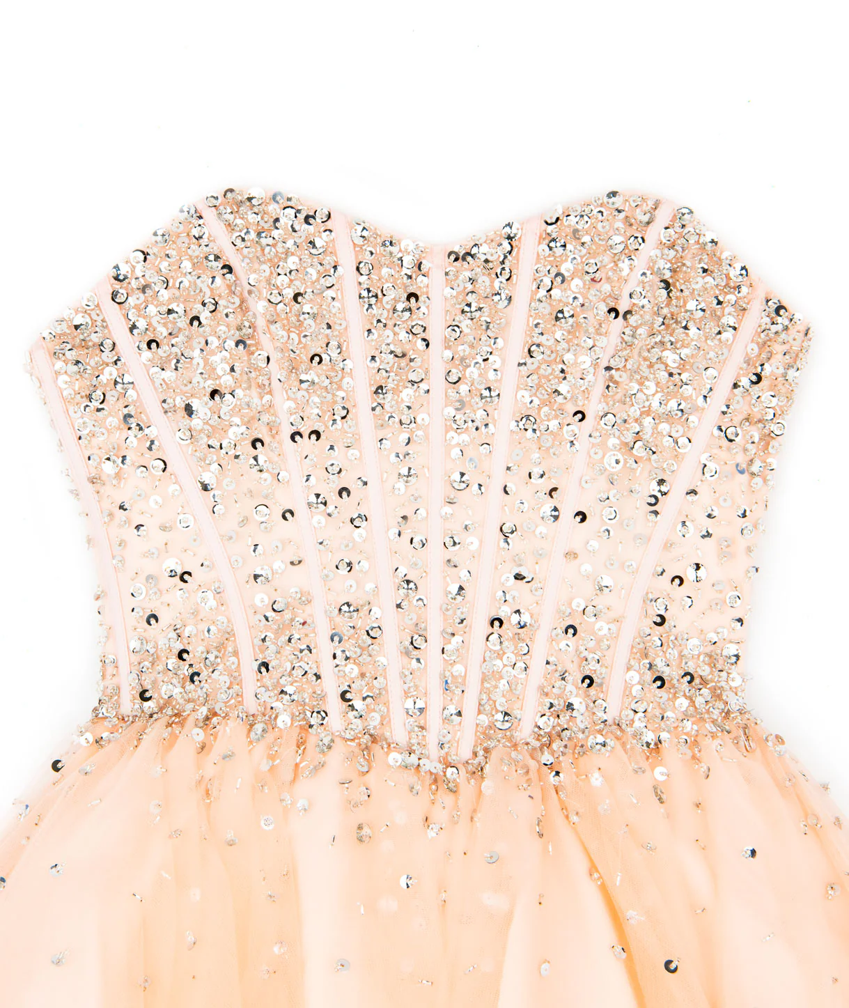 Jovani Girls Celine Blush and Silver Beaded Corset Dress - Image 3