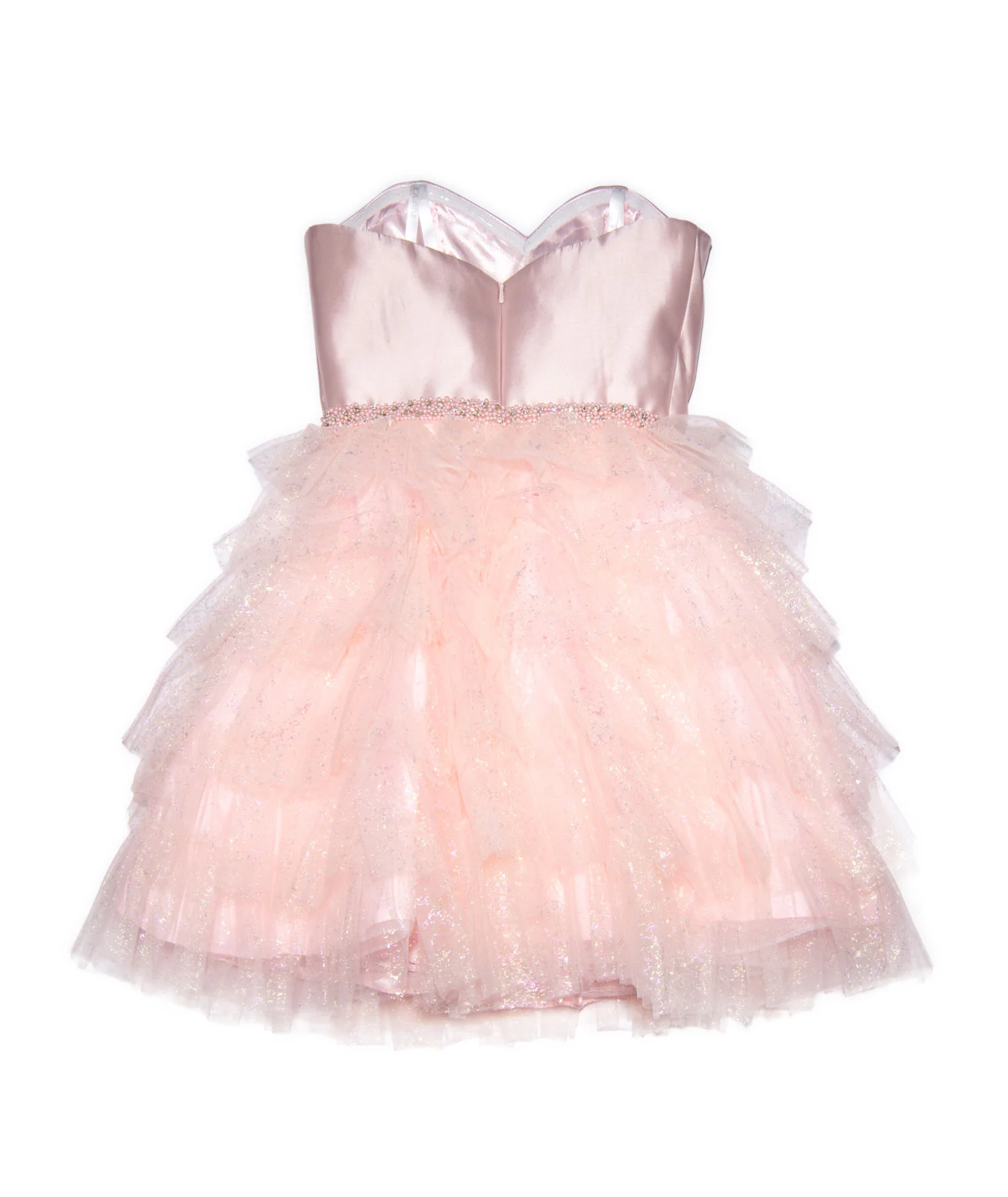 Jovani Girls Barbie Strapless Tiered Tulle Mini Dress Pink - Image 2