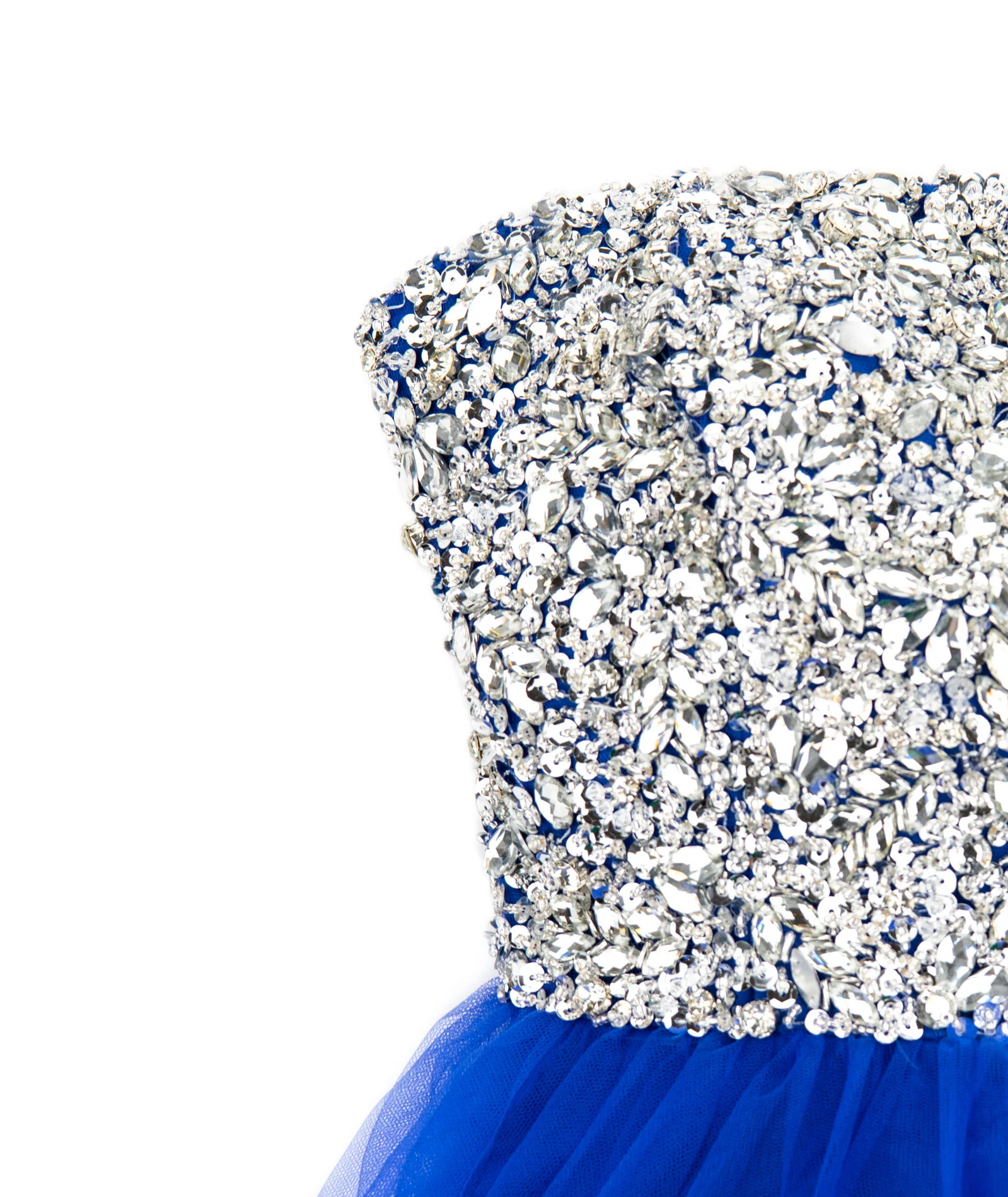 Jovani Juniors Ulla Crystal Tulle Dress Royal Blue - Image 3