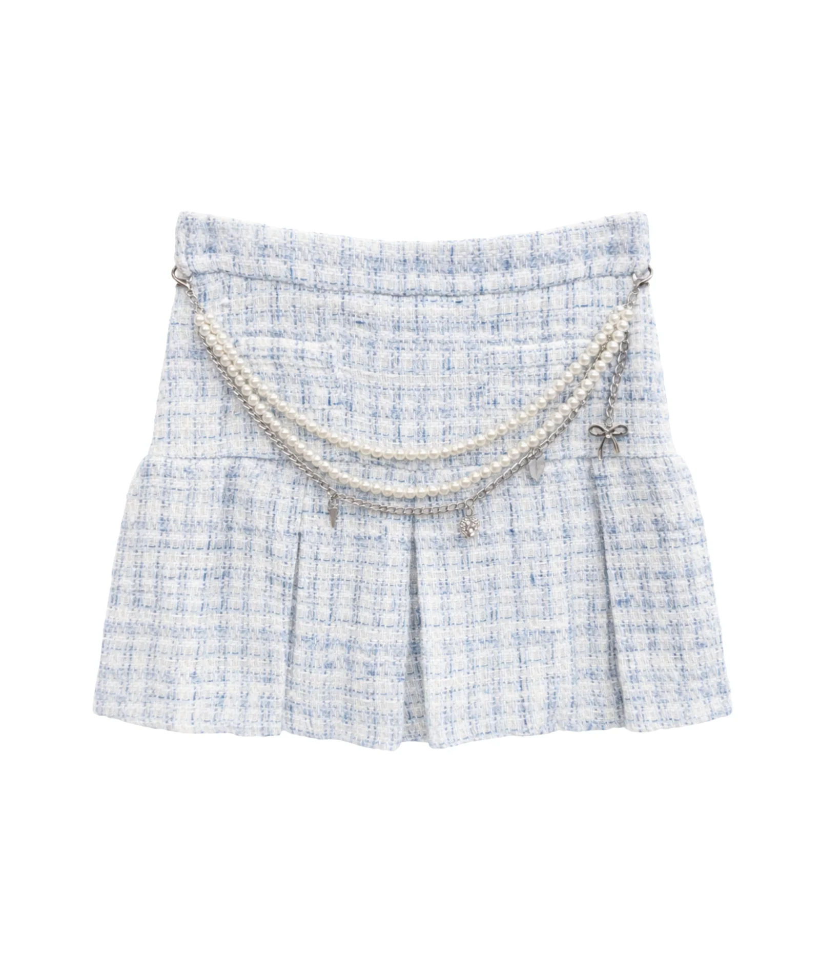Katie J NYC Girls Blue Boucle Hattie Chain Skirt - Image 6