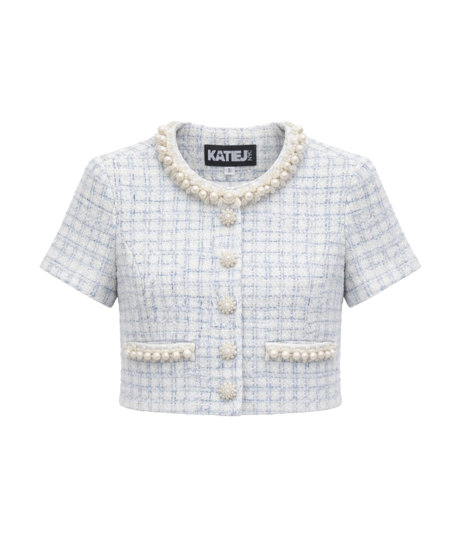 Katie J NYC Girls Blue Boucle Lenox Bolero Jacket - Image 6