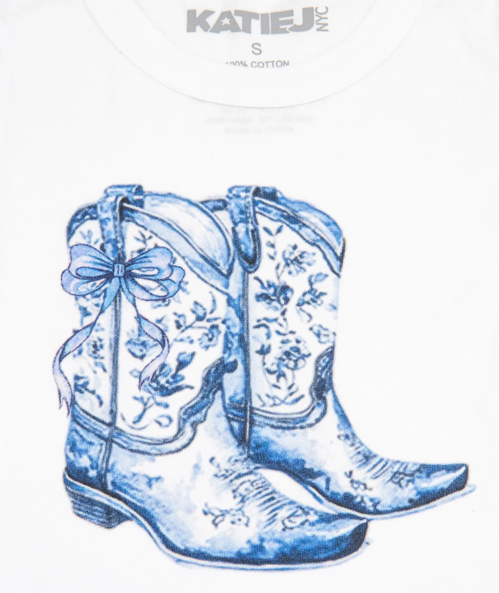 Katie J NYC Girls Blue Bow Boots Tee - Image 2
