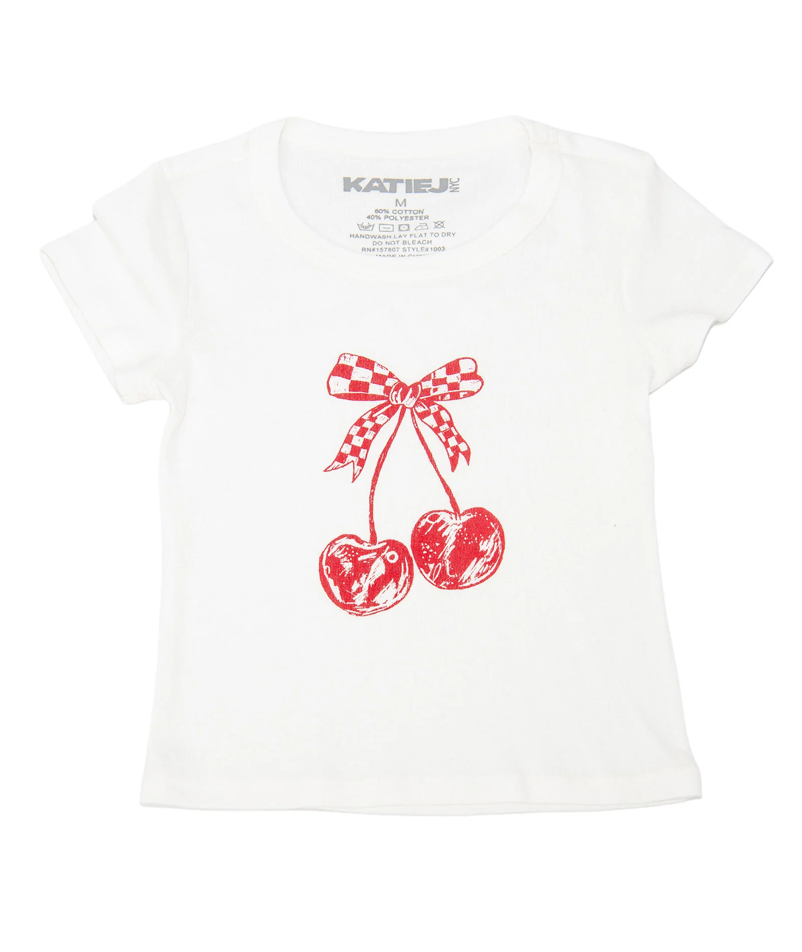 Katie J NYC Girls Checkered Cherry Tee - Image 4