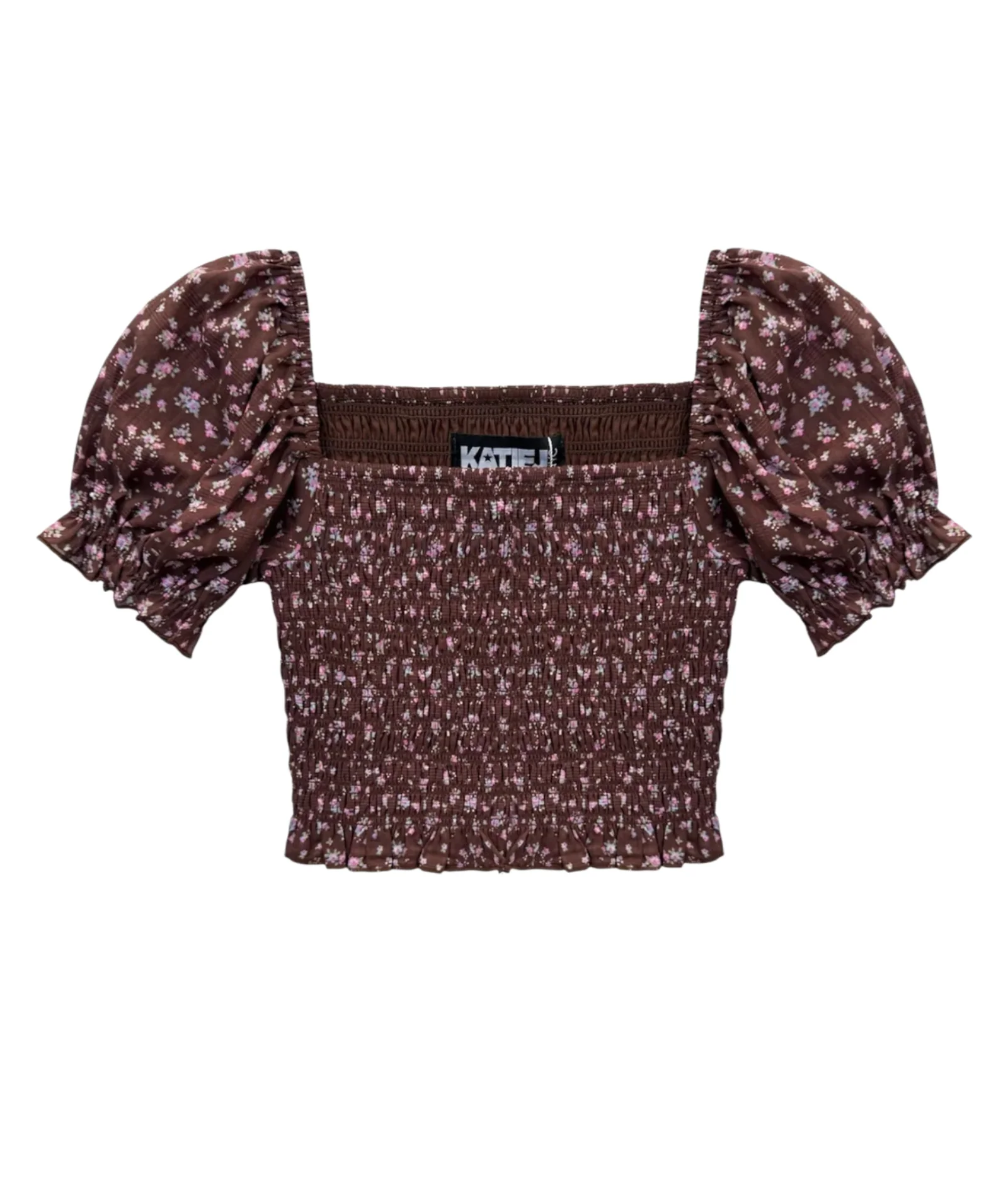 Katie J NYC Girls Chocolate Floral Marlee Top - Image 3