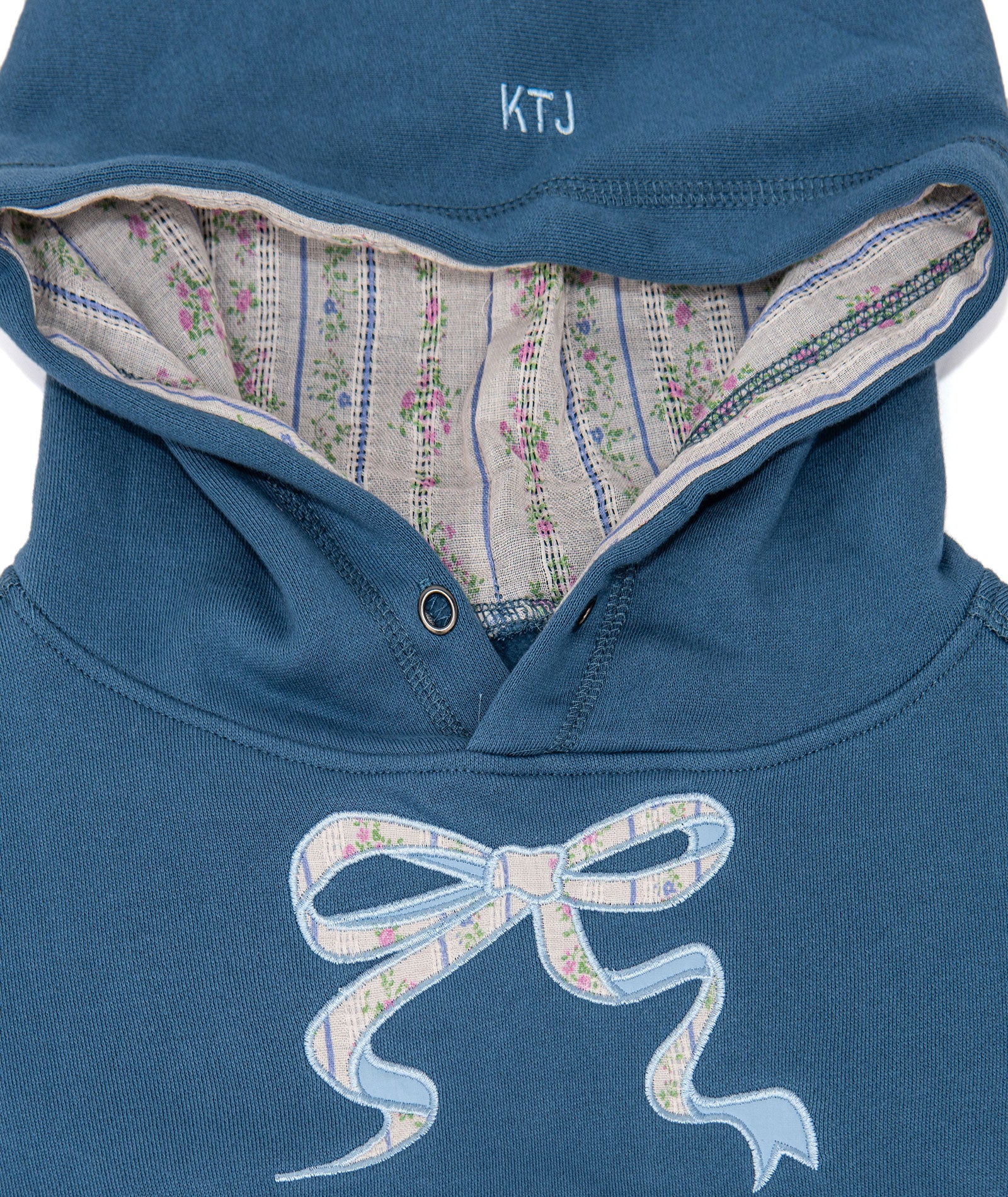 Katie J NYC Girls Denim Vintage Floral Ryan Bubble Hoodie - Image 2