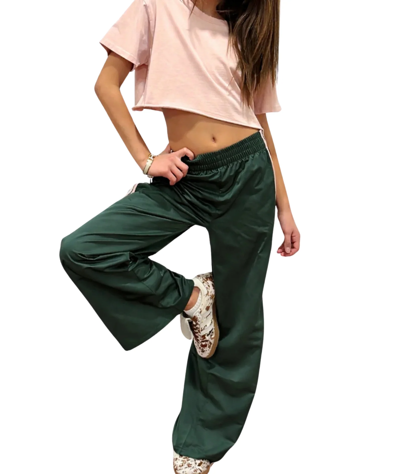 Katie J NYC Girls Jordyn Pants Pine/Soft Pink - Image 3