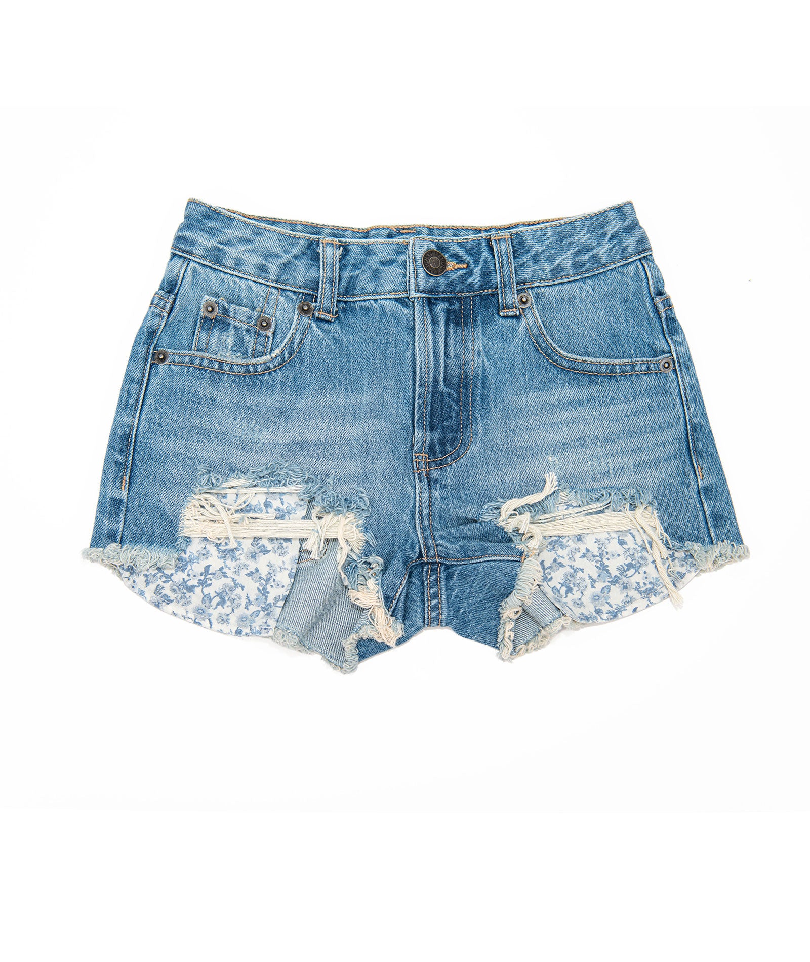 Katie J NYC Girls Malibu Dark Wash Toile Pocket Jean Shorts - Image 6