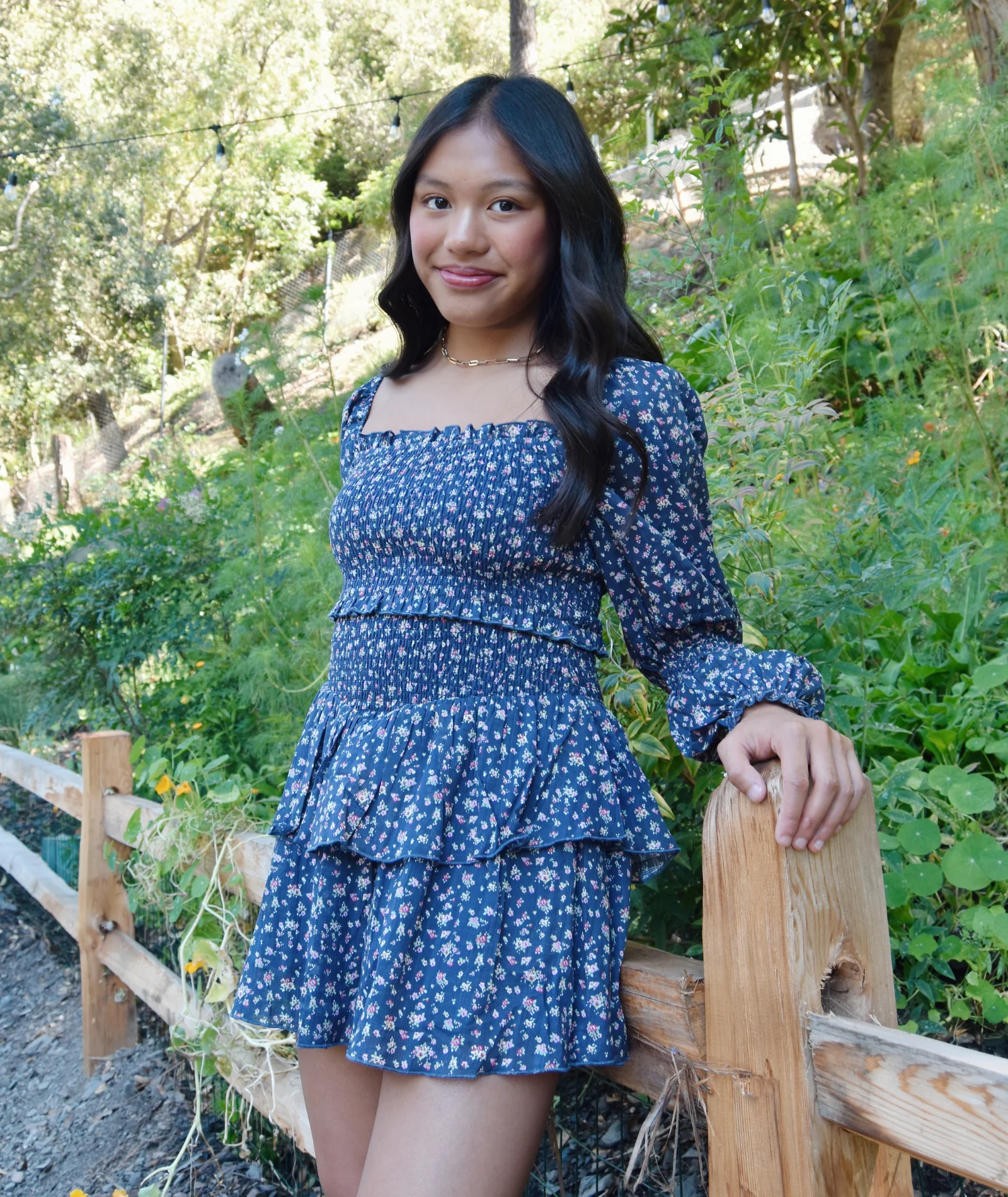 Katie J NYC Girls Midnight Ditsy Long Sleeve Lainey Dress - Image 3
