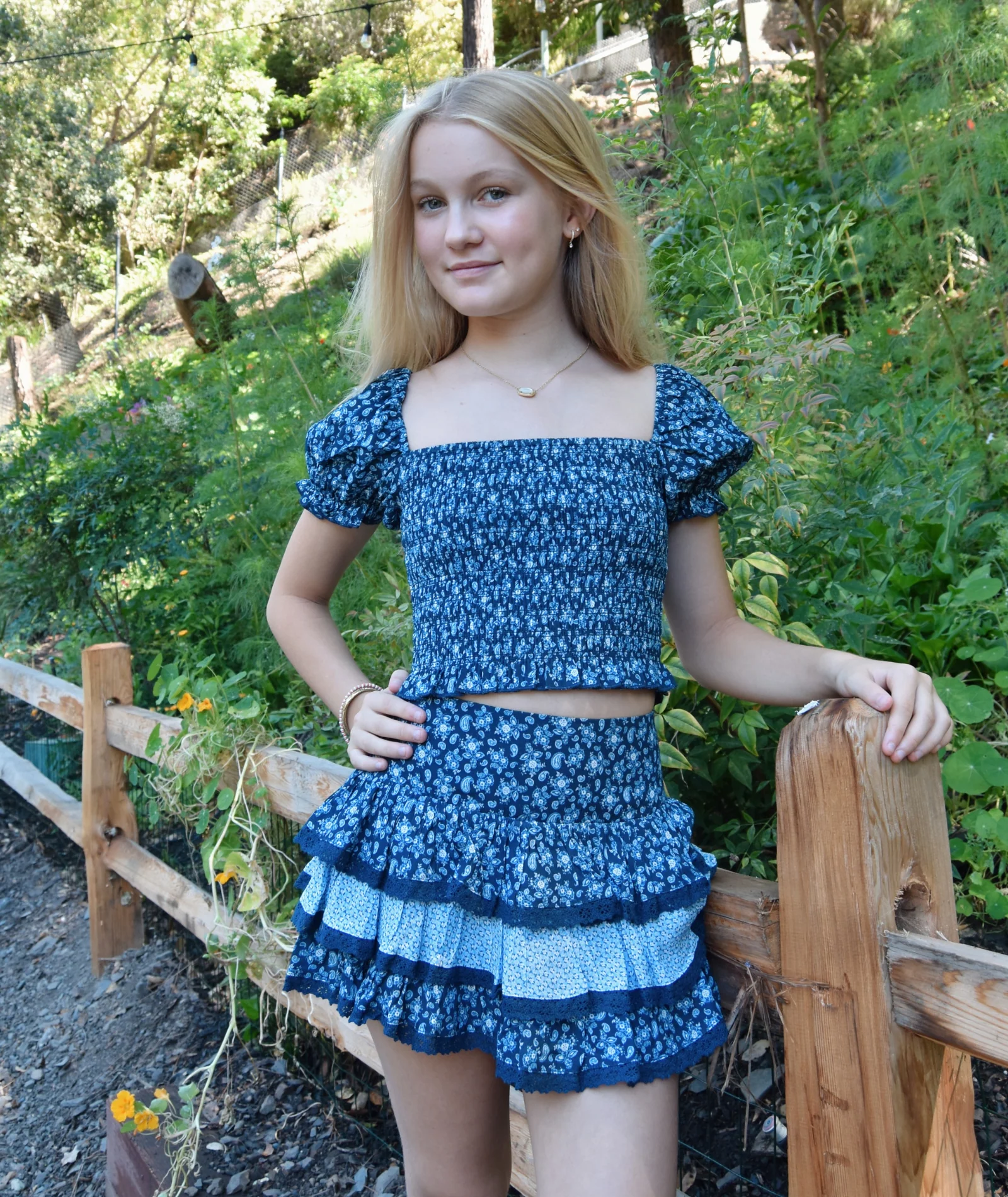 Katie J NYC Girls Navy Floral Paisley Marlee Top - Image 4