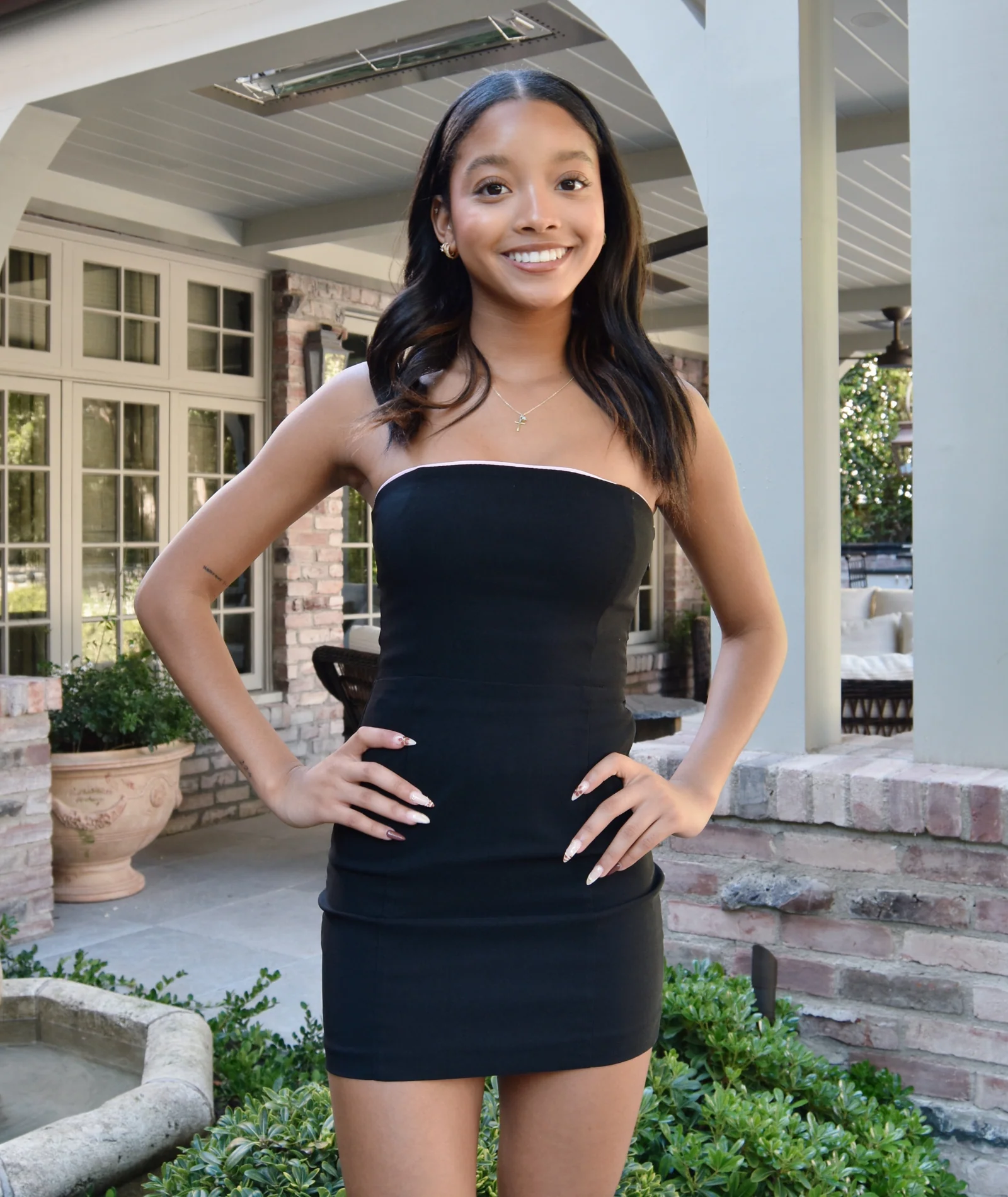 Katie J NYC Girls Tina Black/Pink Bow Dress - Image 3