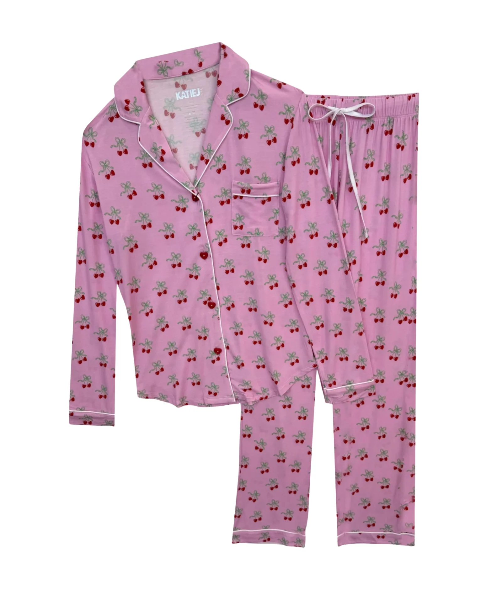 Katie J NYC Juniors Cherry Bows Maia Pants PJ Set - Image 4