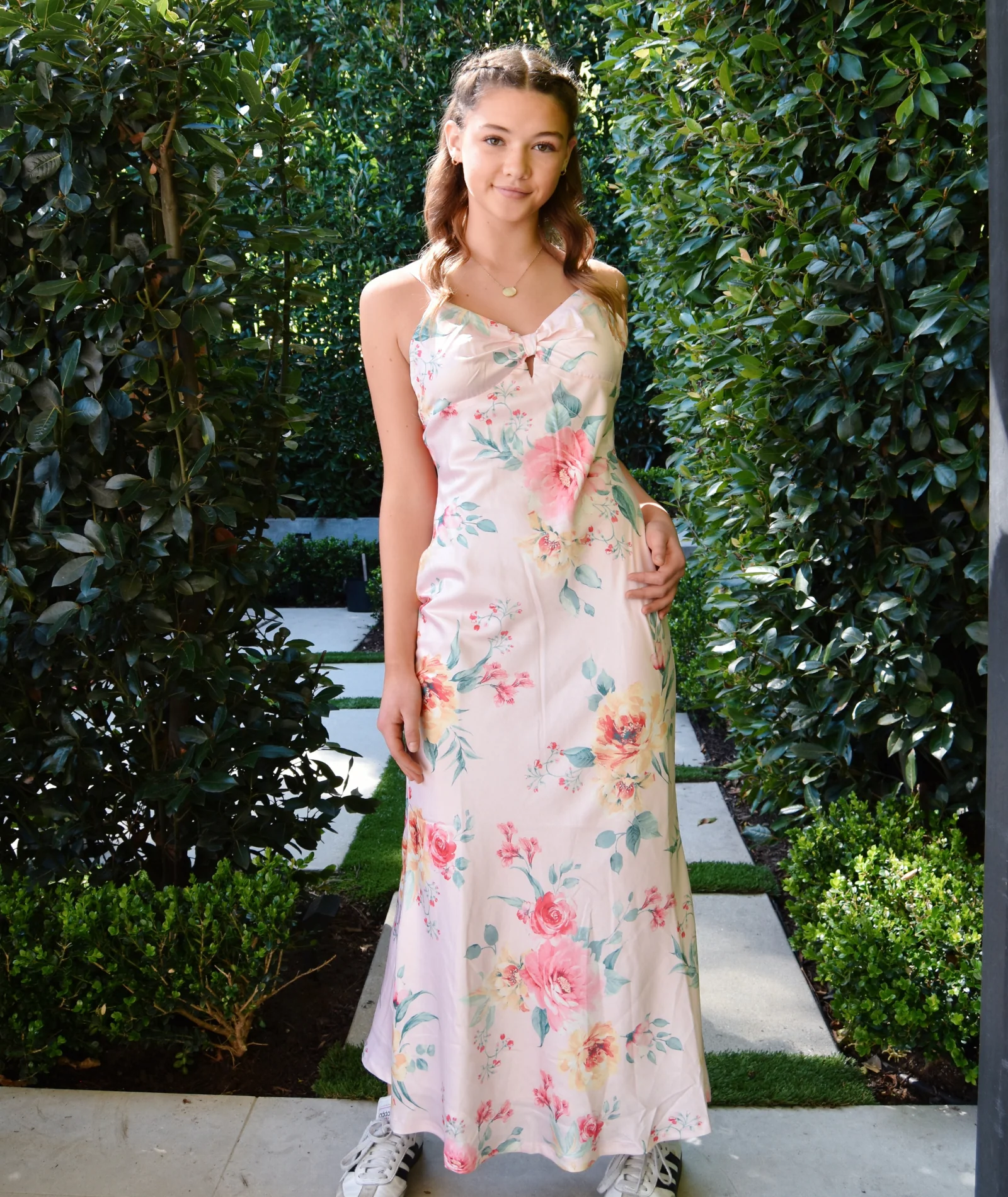 Katie J NYC Juniors Pink Floral Cierra Maxi Dress - Image 3