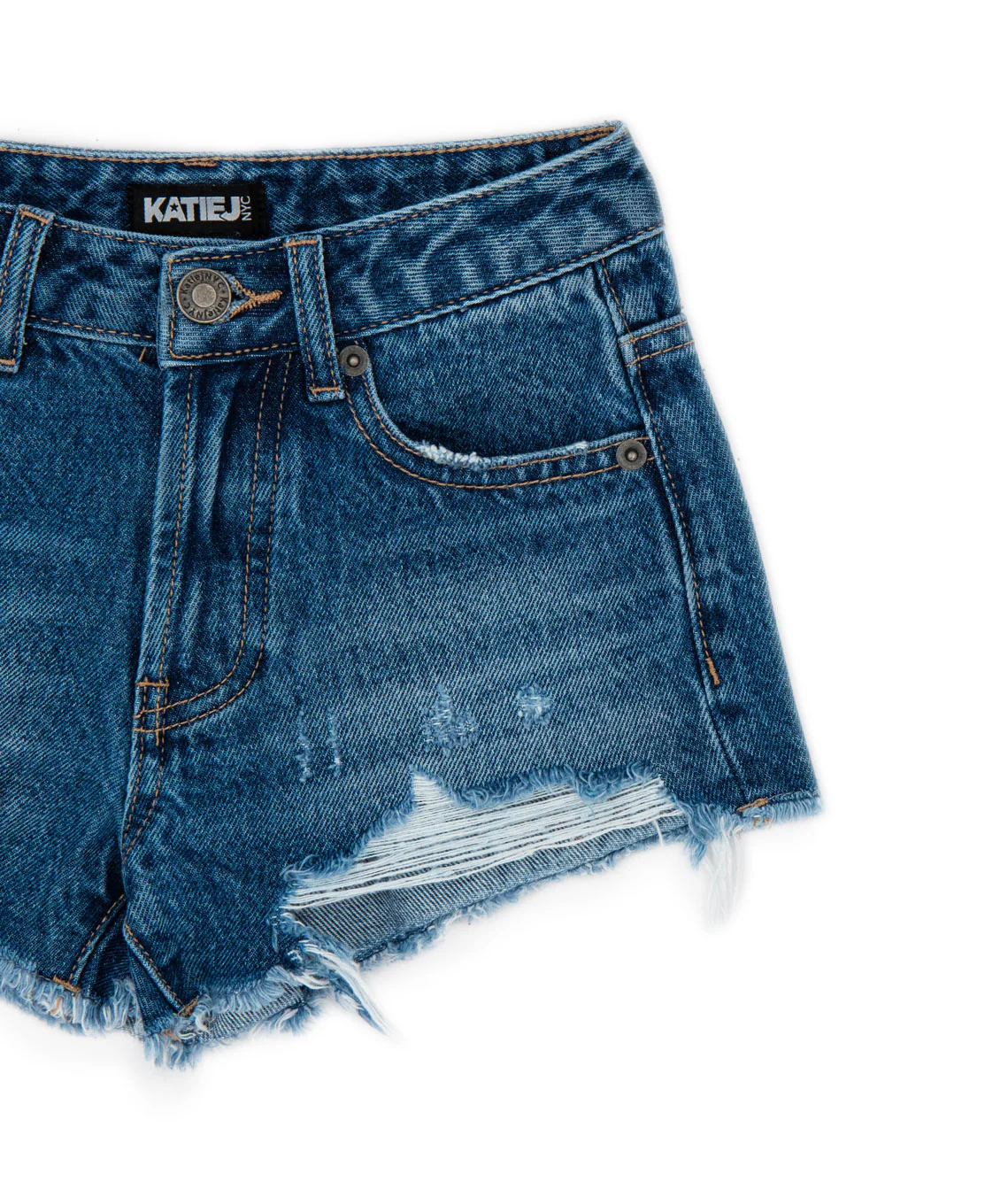 Katie J NYC Juniors Malibu Dark Wash Jean Shorts - Image 3