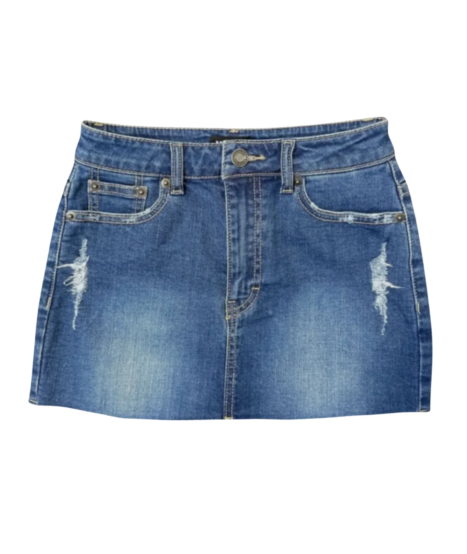 Katie J NYC Juniors Miami Mid Wash Denim Skirt - Image 3
