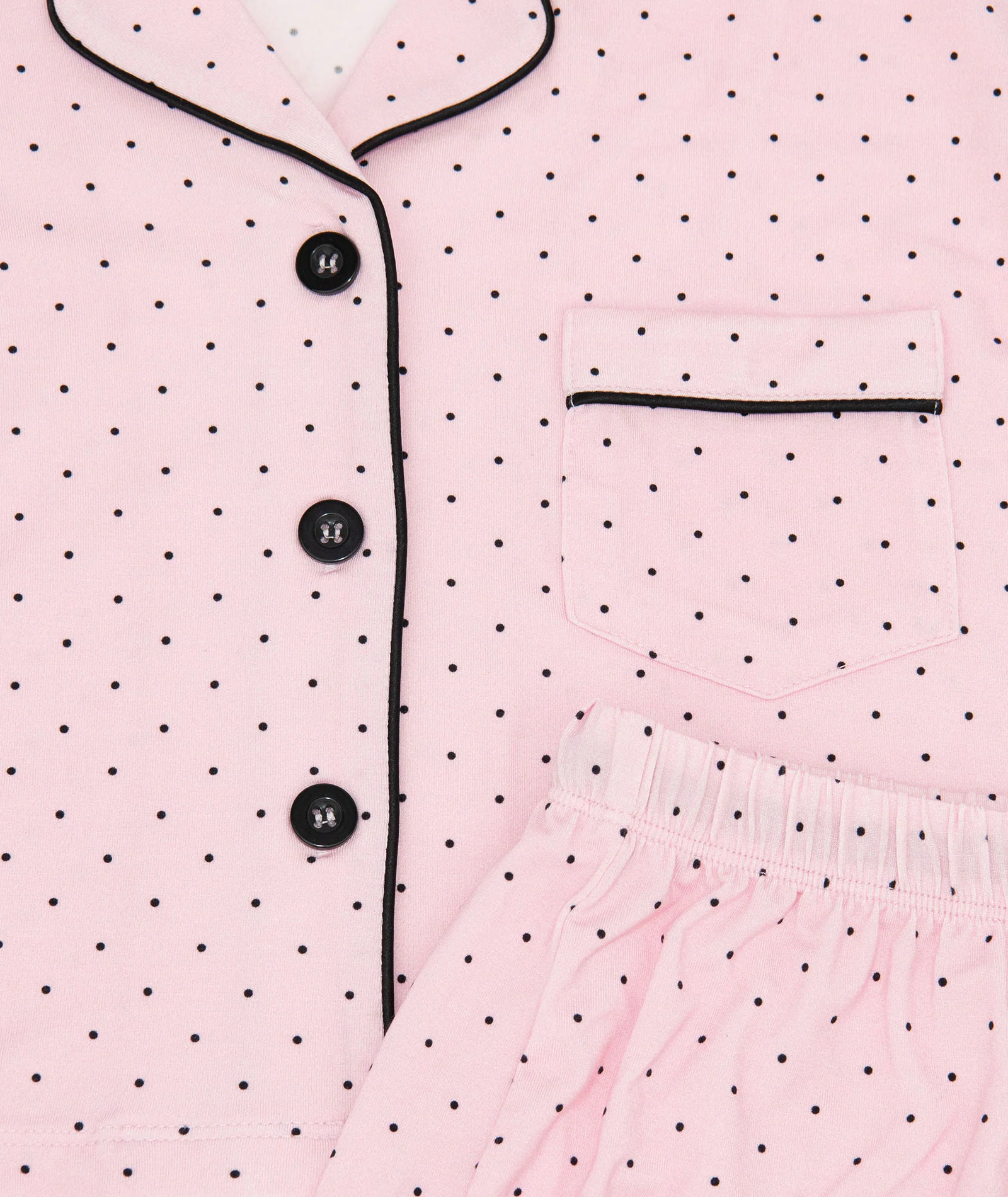 Katie J NYC Juniors Pink Micro Dots Lily Cropped Shorts PJ Set - Image 3