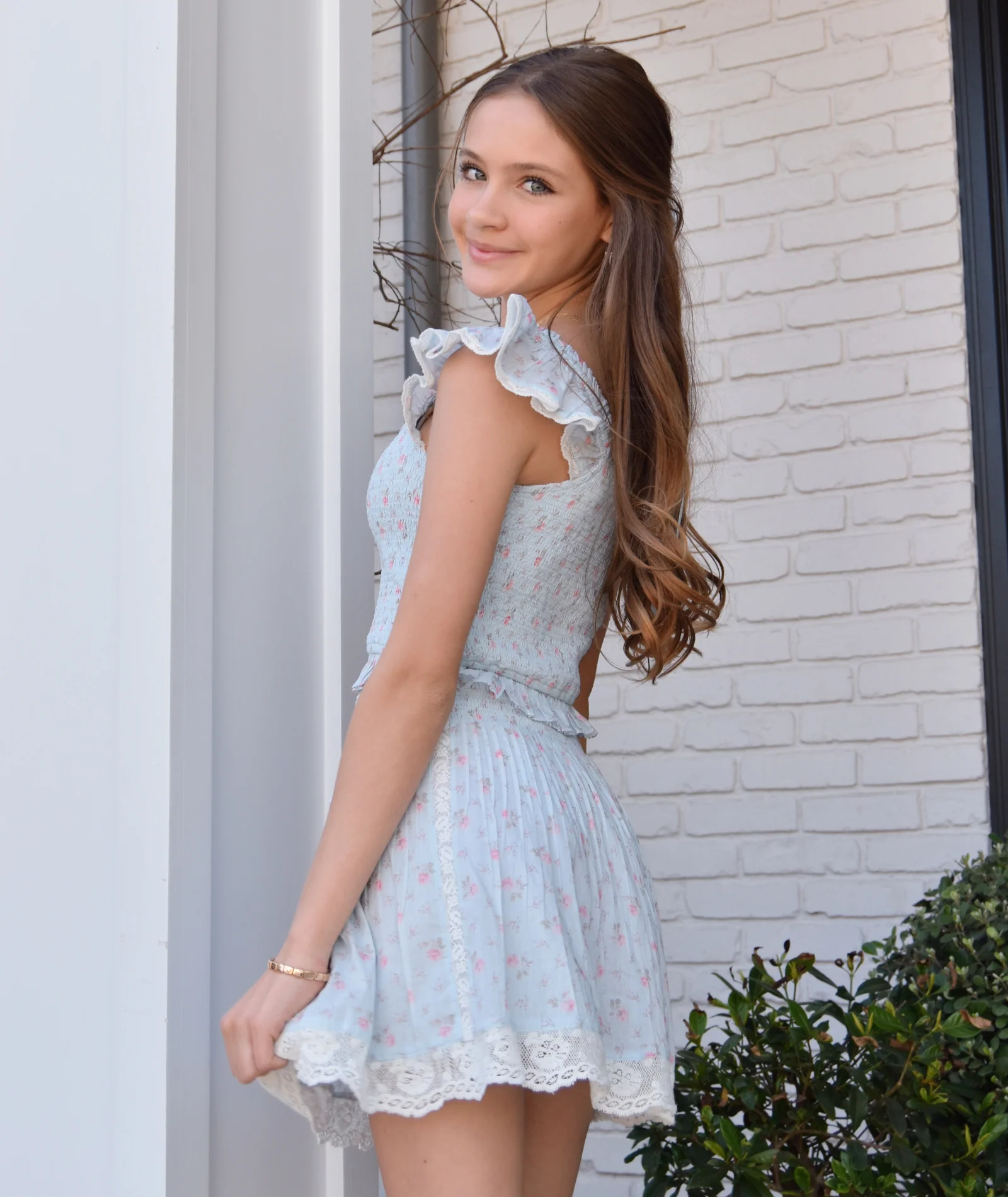 Love Shack Fancy Girls Jeanna Top Chapparal Blue - Image 2