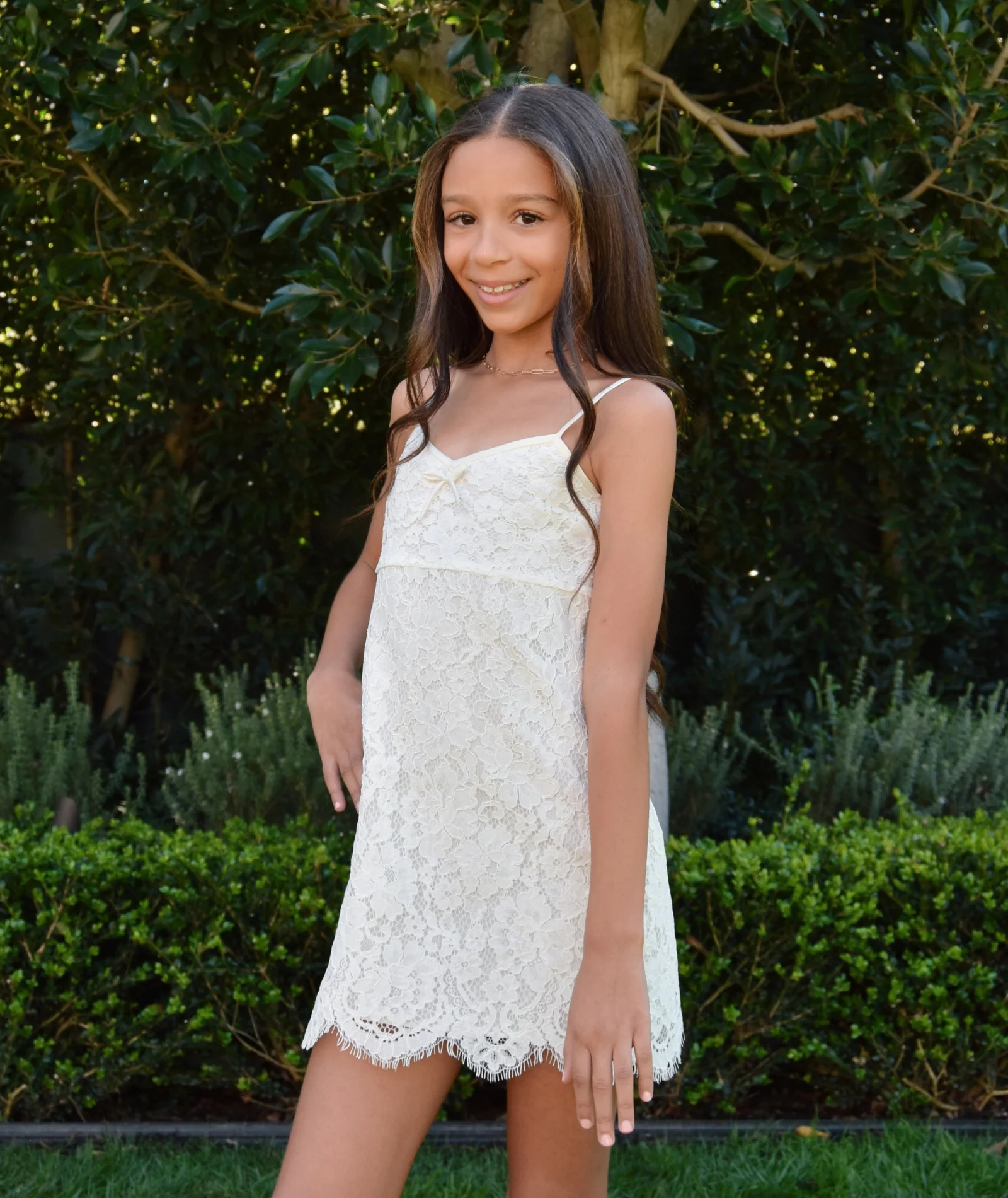 Love Shack Fancy Girls Mini Petaline Dress Ivory - Image 2