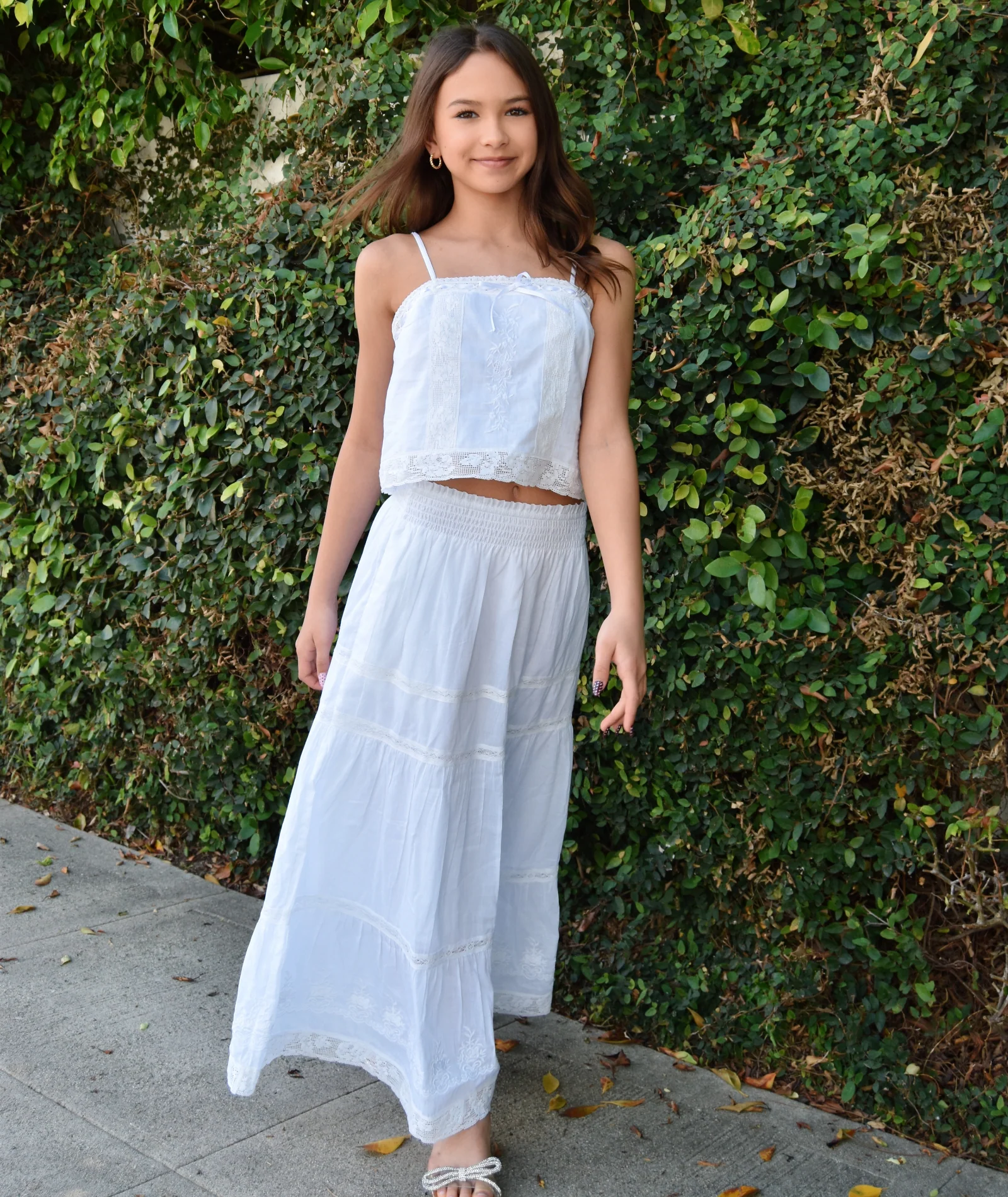 Love Shack Fancy Girls Sampaio Skirt White - Image 2