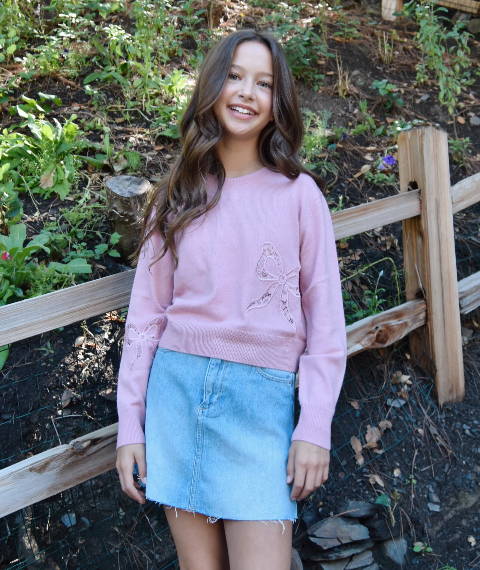 Love Shack Fancy Girls Zolee Pullover Quartz - Image 2