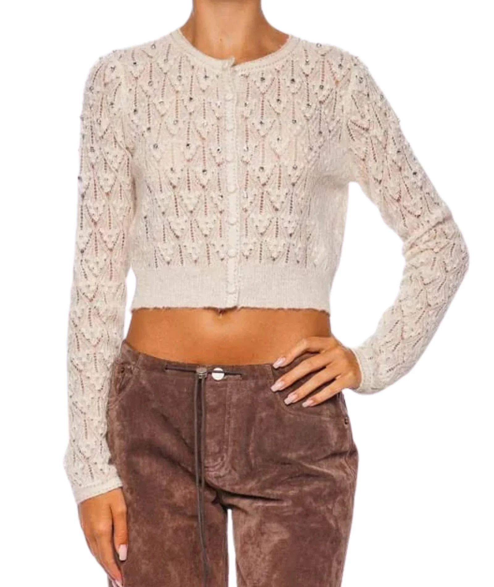 Love Shack Fancy Women Calico Cardigan Ivory - Image 4