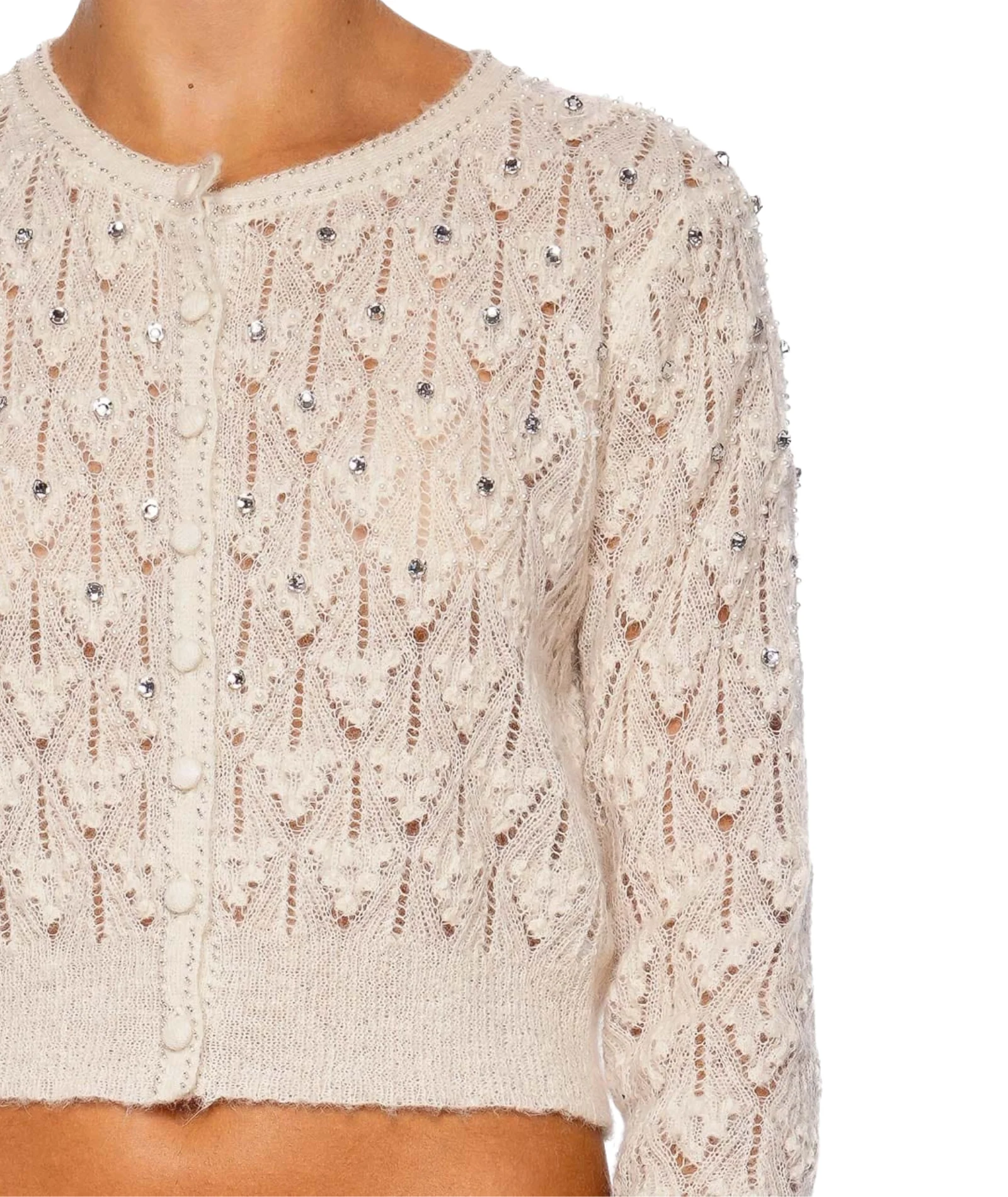 Love Shack Fancy Women Calico Cardigan Ivory - Image 5
