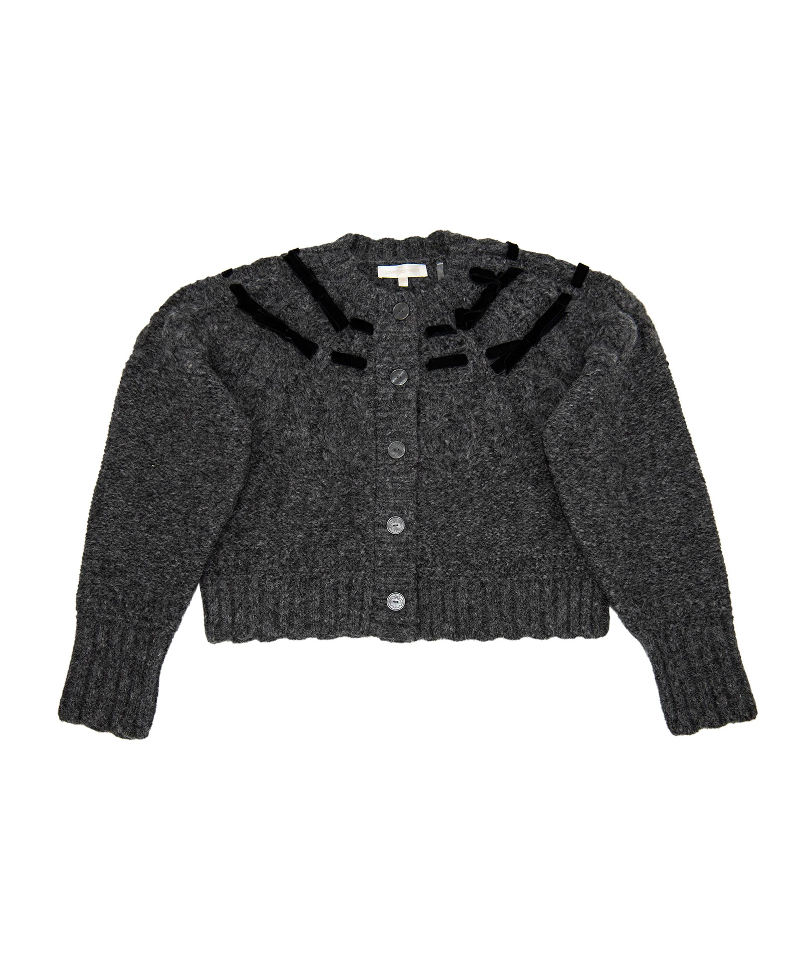 Love Shack Fancy Women Clementian Cardigan Dark Grey Melange - Image 5