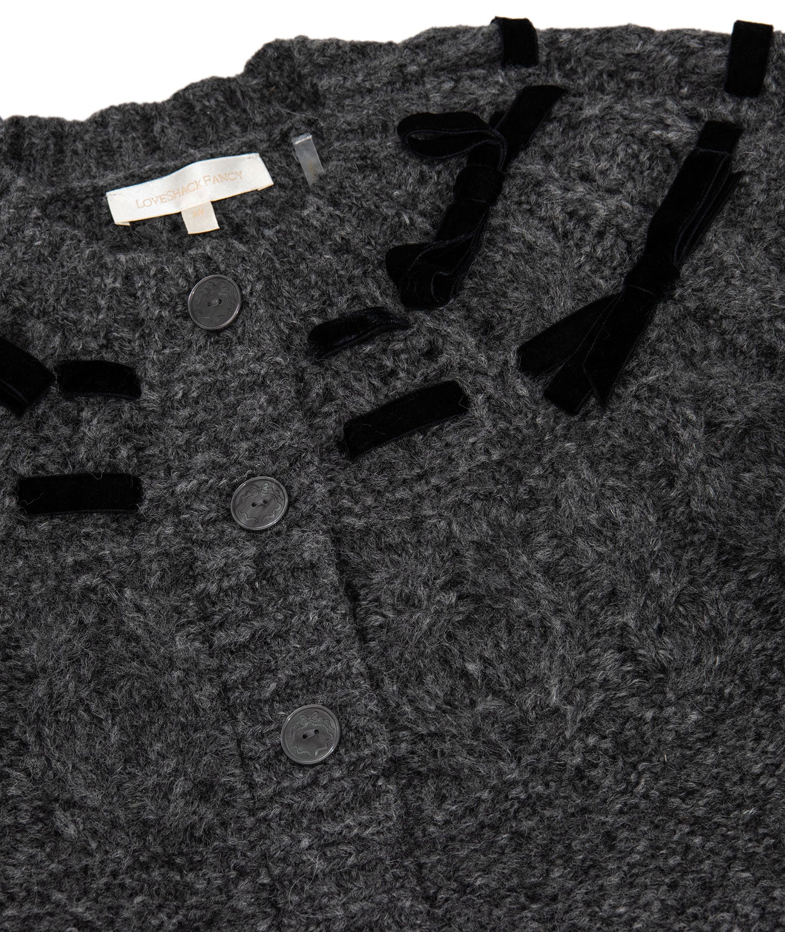 Love Shack Fancy Women Clementian Cardigan Dark Grey Melange - Image 6