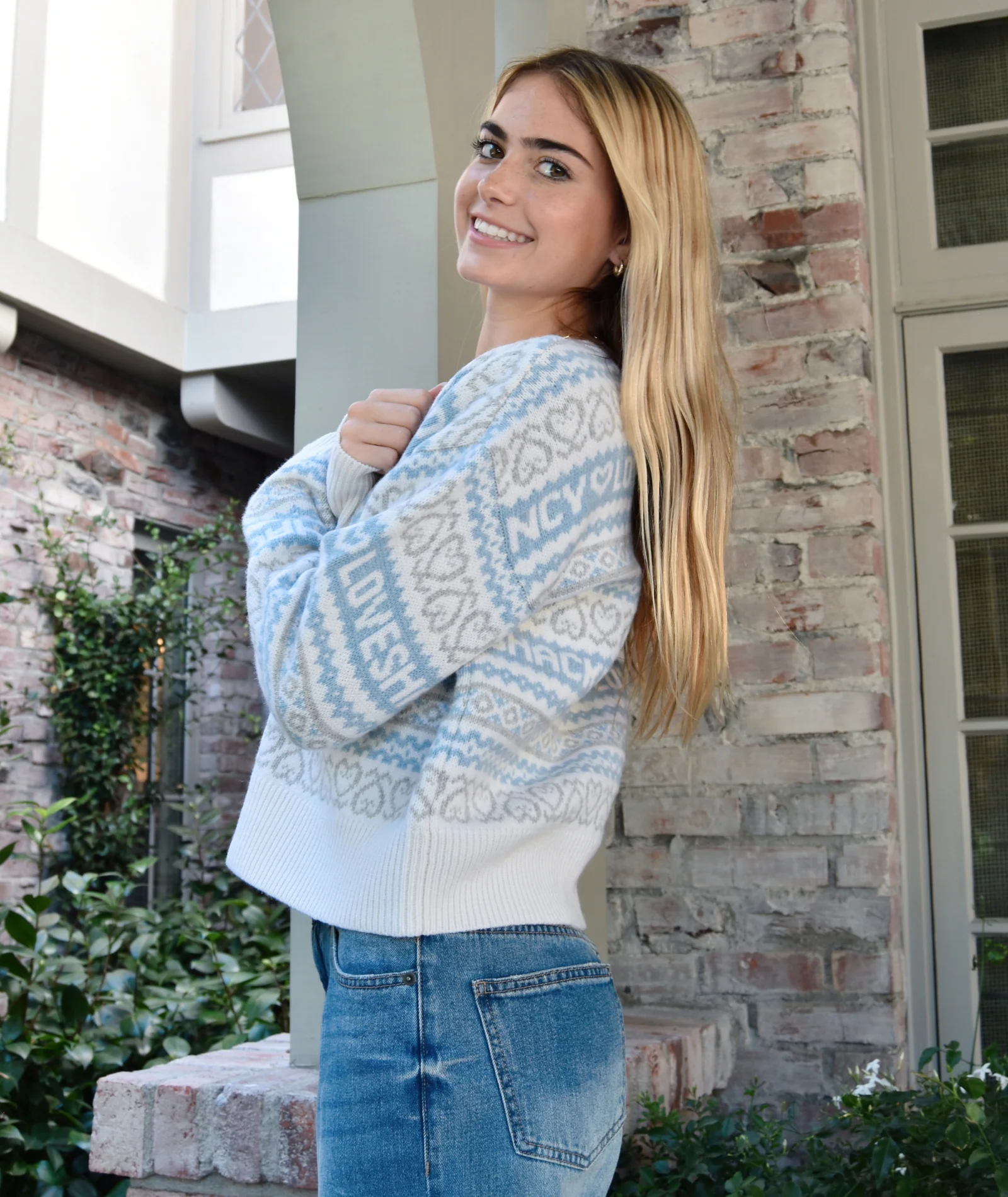 Love Shack Fancy Women Emberly Pullover Winter Haze - Image 3