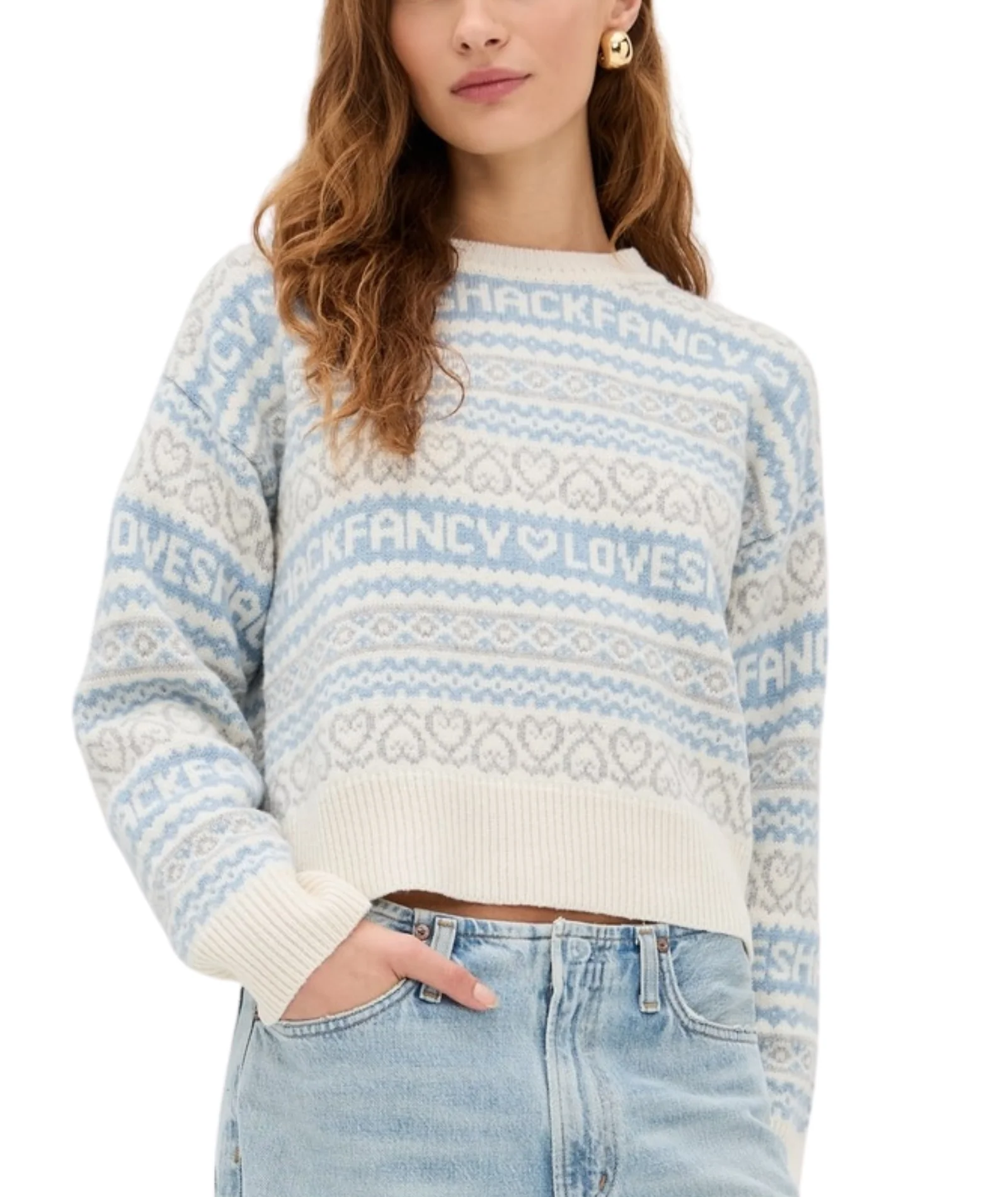 Love Shack Fancy Women Emberly Pullover Winter Haze - Image 4