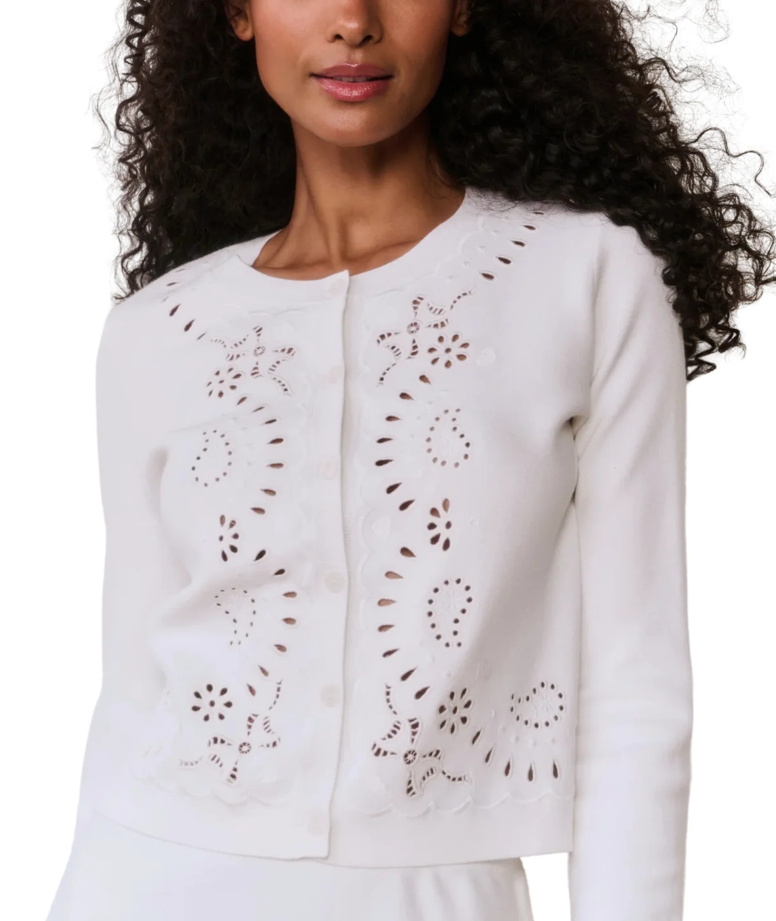 Love Shack Fancy Women Leda Cardigan White Vanilla - Image 2