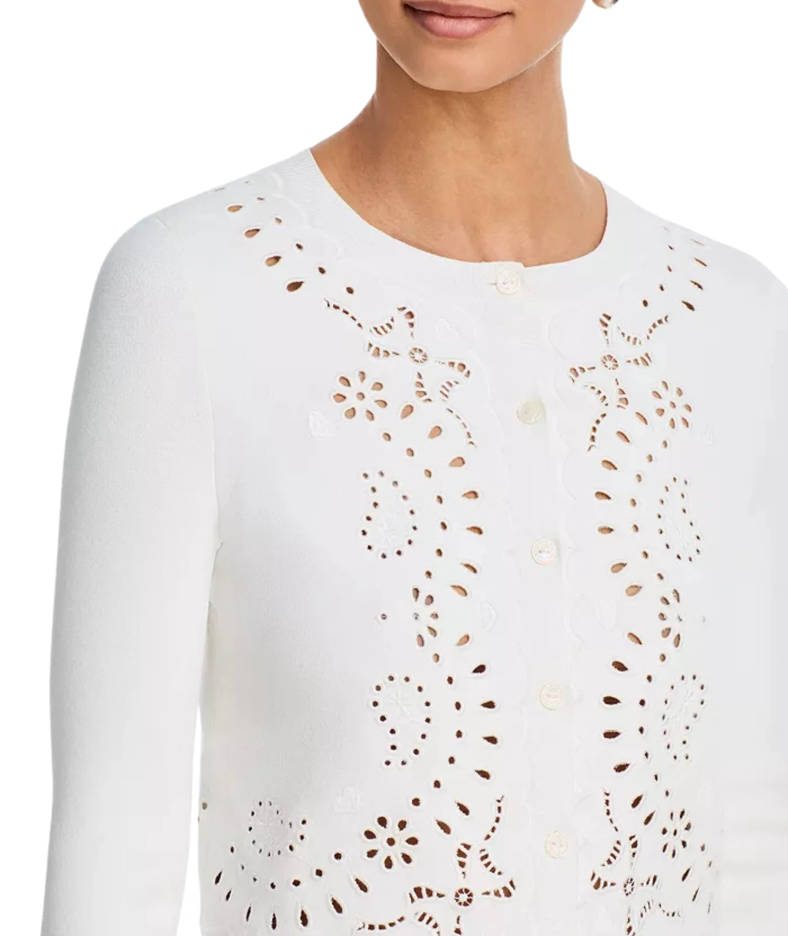 Love Shack Fancy Women Leda Cardigan White Vanilla - Image 3