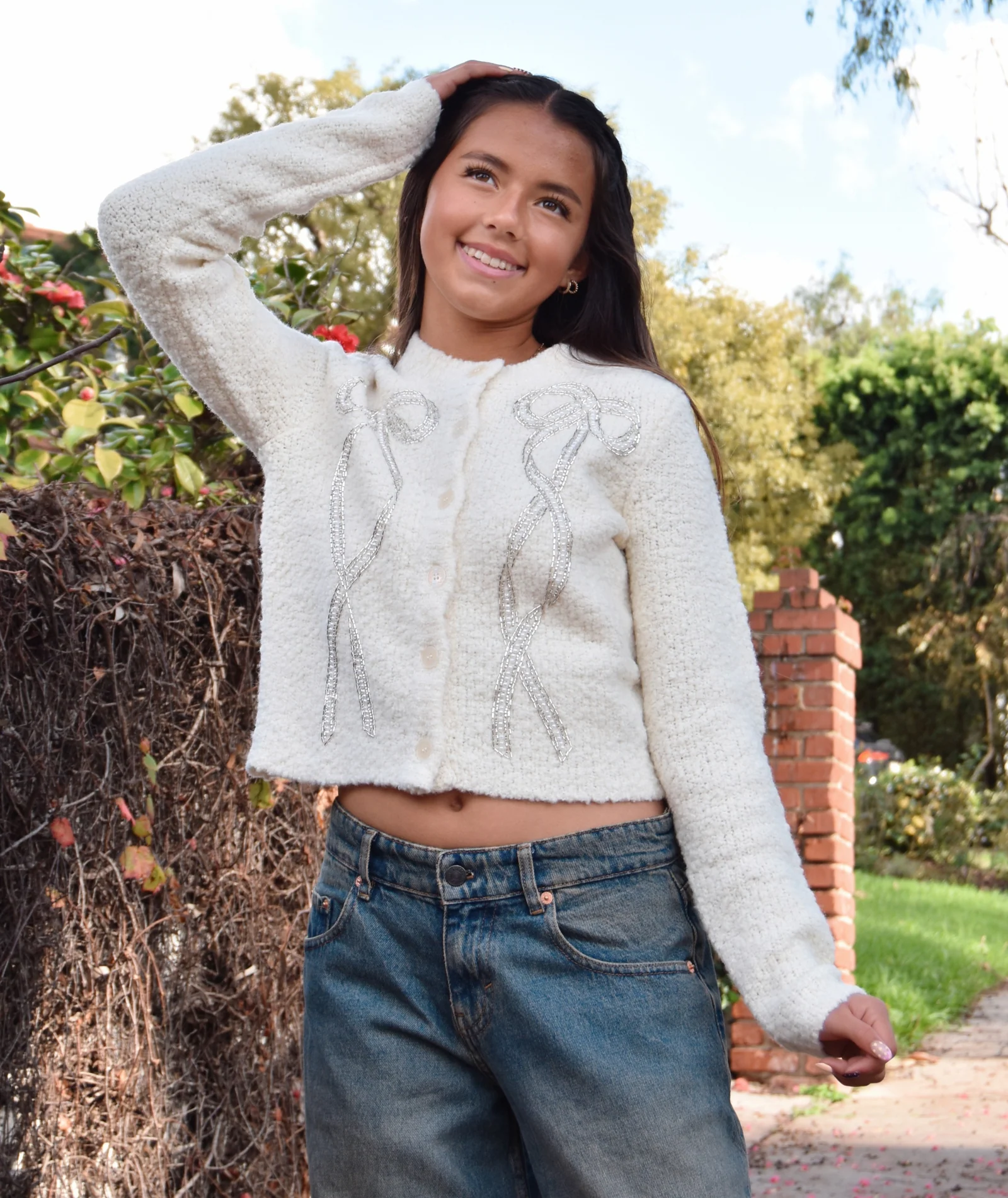 Love Shack Fancy Women Leocadia Cardigan Ivory - Image 2