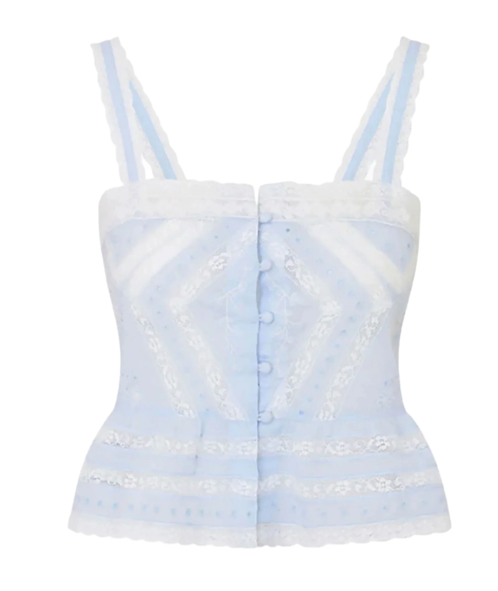 Love Shack Fancy Women Pruitt Top Pale Blue - Image 5