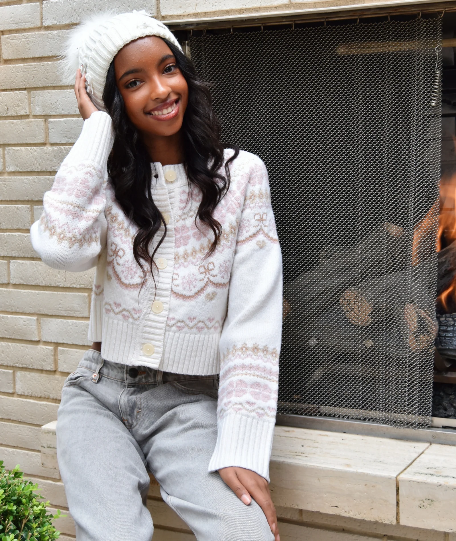 Love Shack Fancy Women Shantae Cardigan Pink Champagne - Image 3