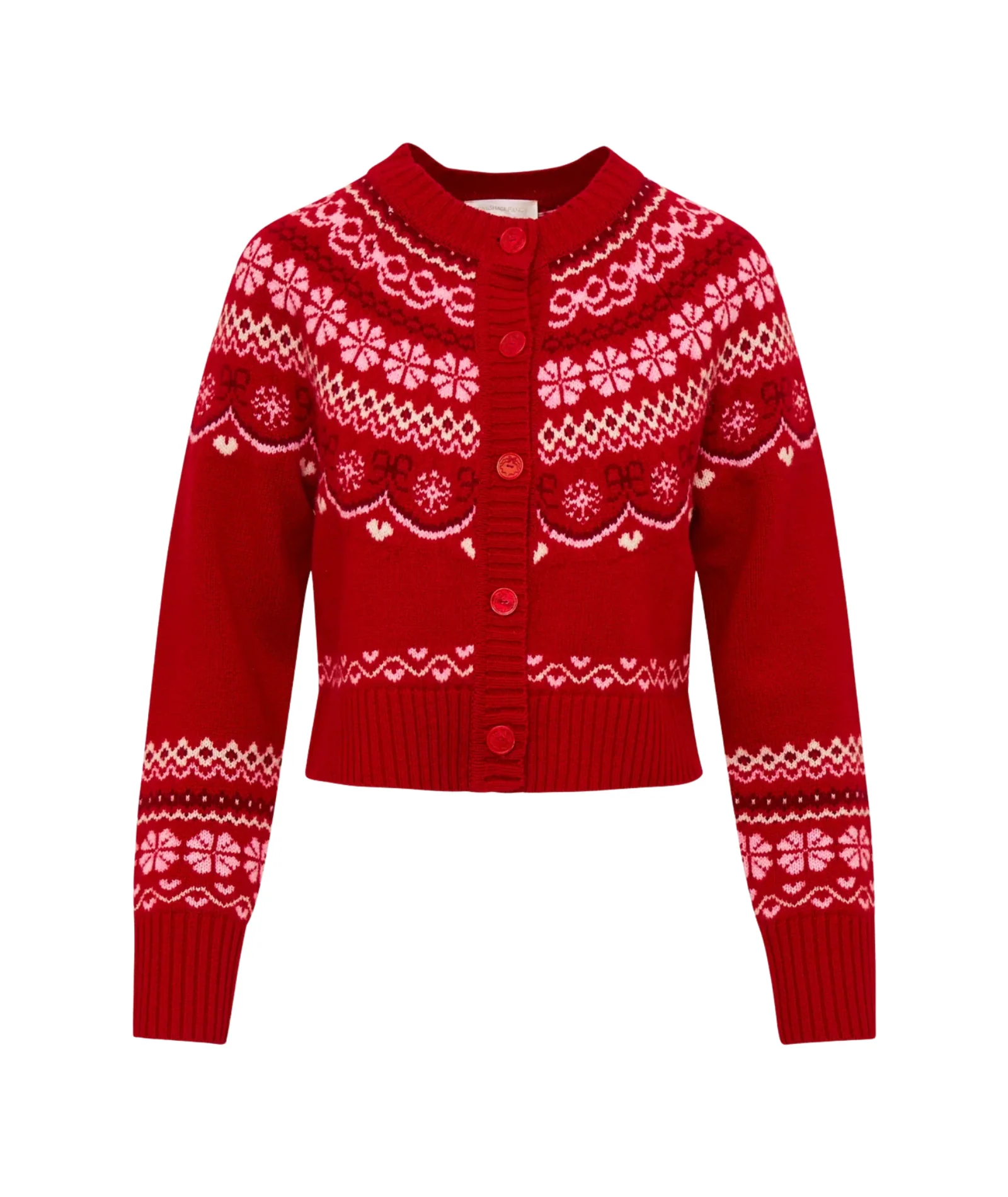 Love Shack Fancy Women Shantae Cardigan Red Velvet Truffle - Image 5