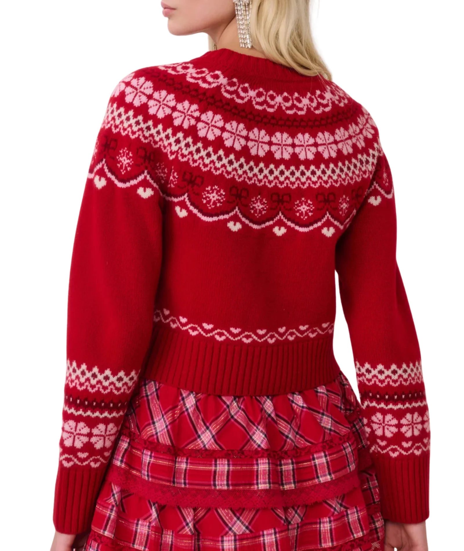 Love Shack Fancy Women Shantae Cardigan Red Velvet Truffle - Image 8