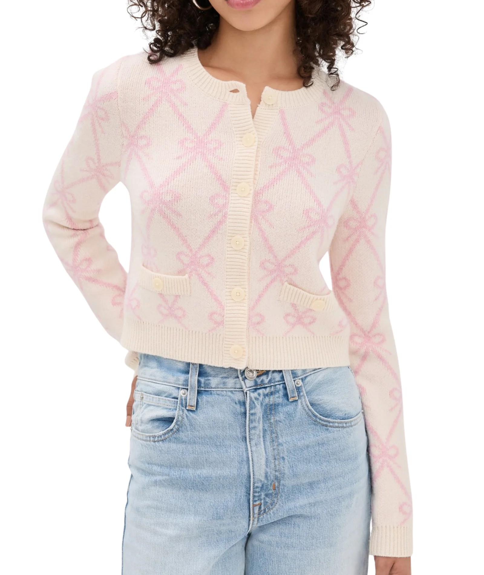Love Shack Fancy Women Veronika Cardigan Milk Rose - Image 3