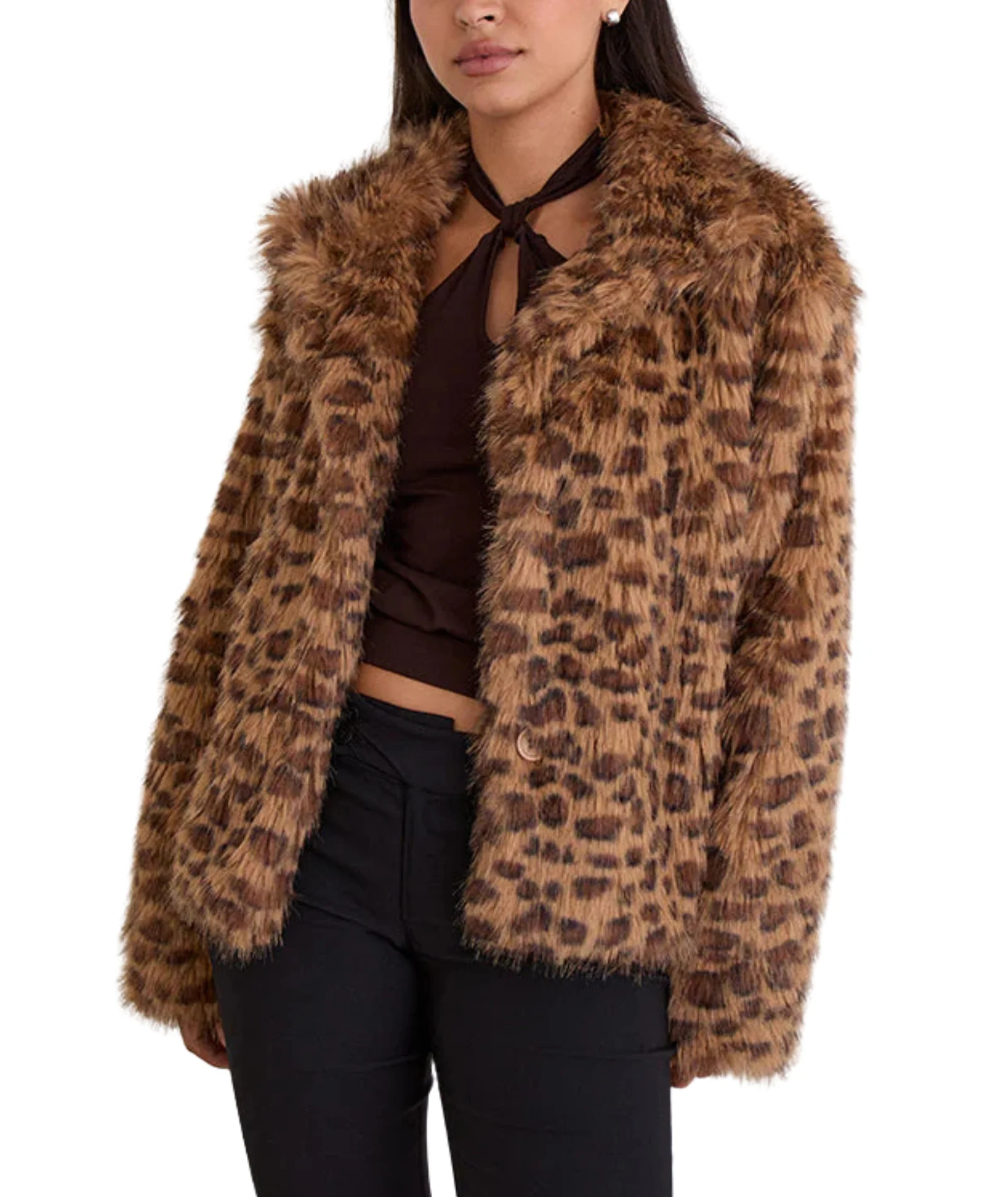 Motel Rocks Women Joji Leopard Faux Fur Jacket - Image 5