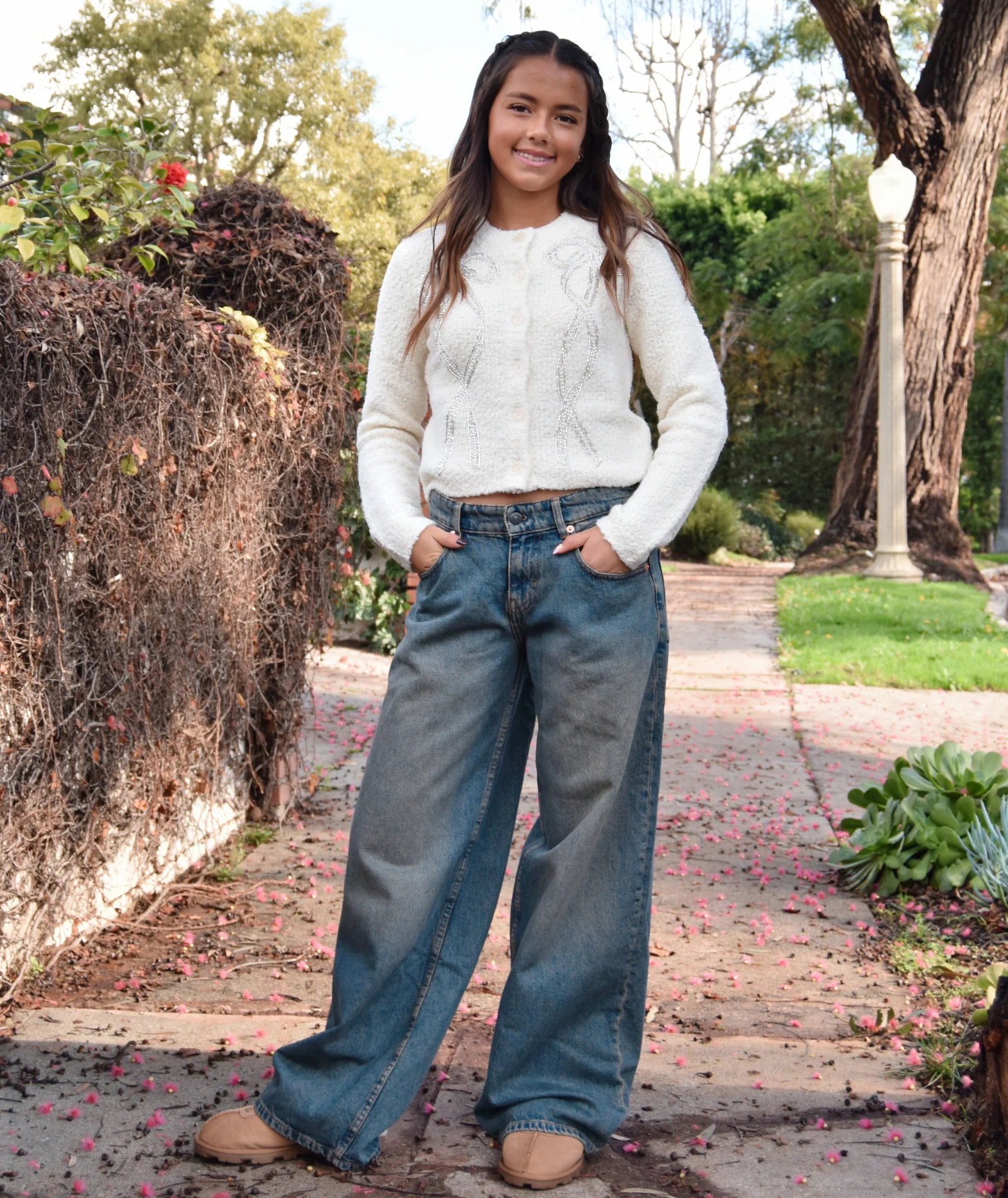 Motel Rocks Women Low Rise Roomy Jeans Brown Blue Acid Wash - Image 4