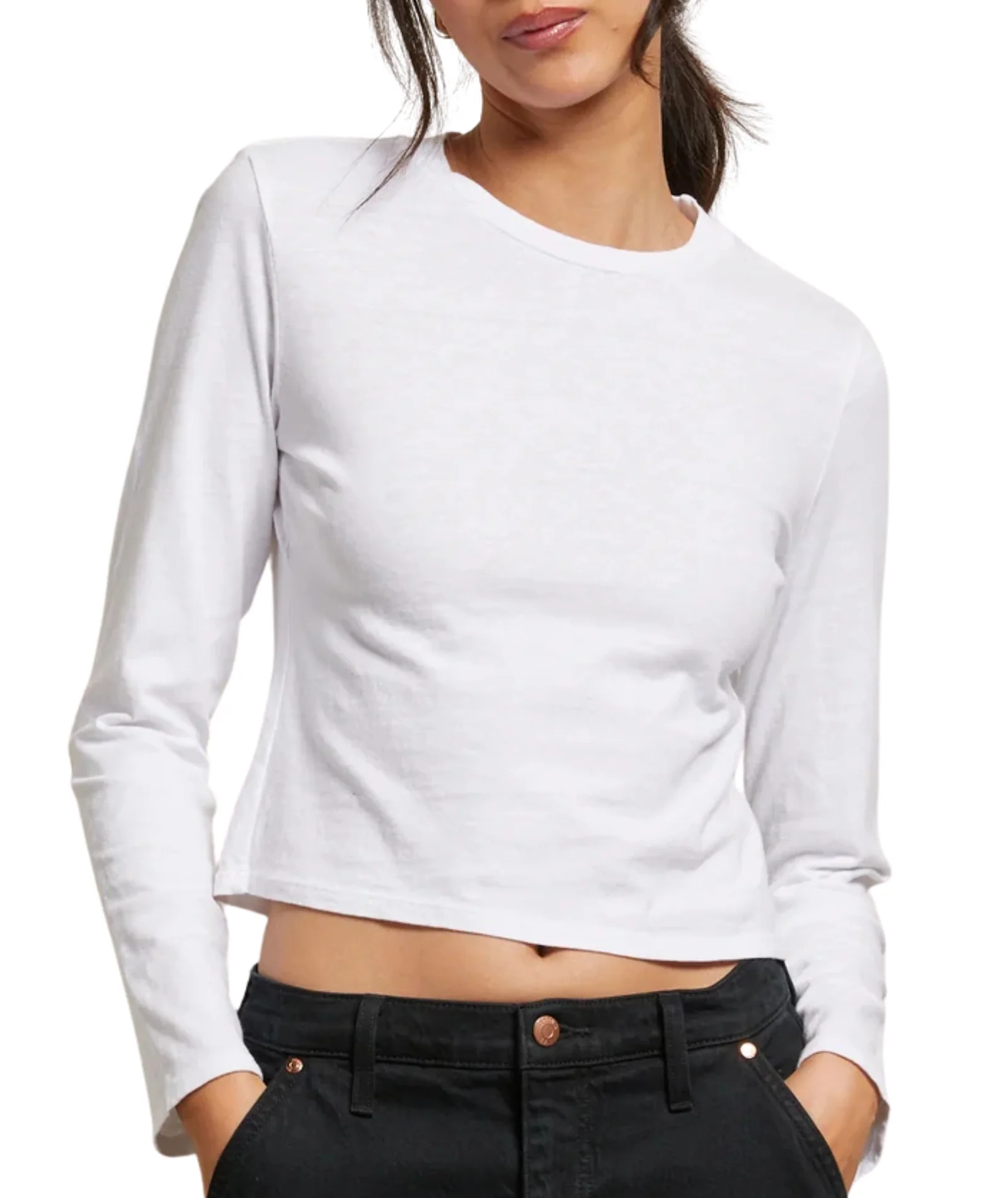 Perfect White Tee Women Jamie Recycled Cotton Long Sleeve Tee - Image 3