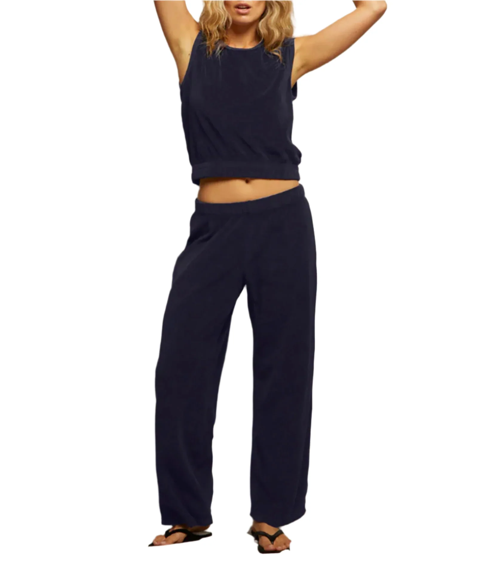 Perfect White Tee Women Katie Loop Terry Pants Navy - Image 2