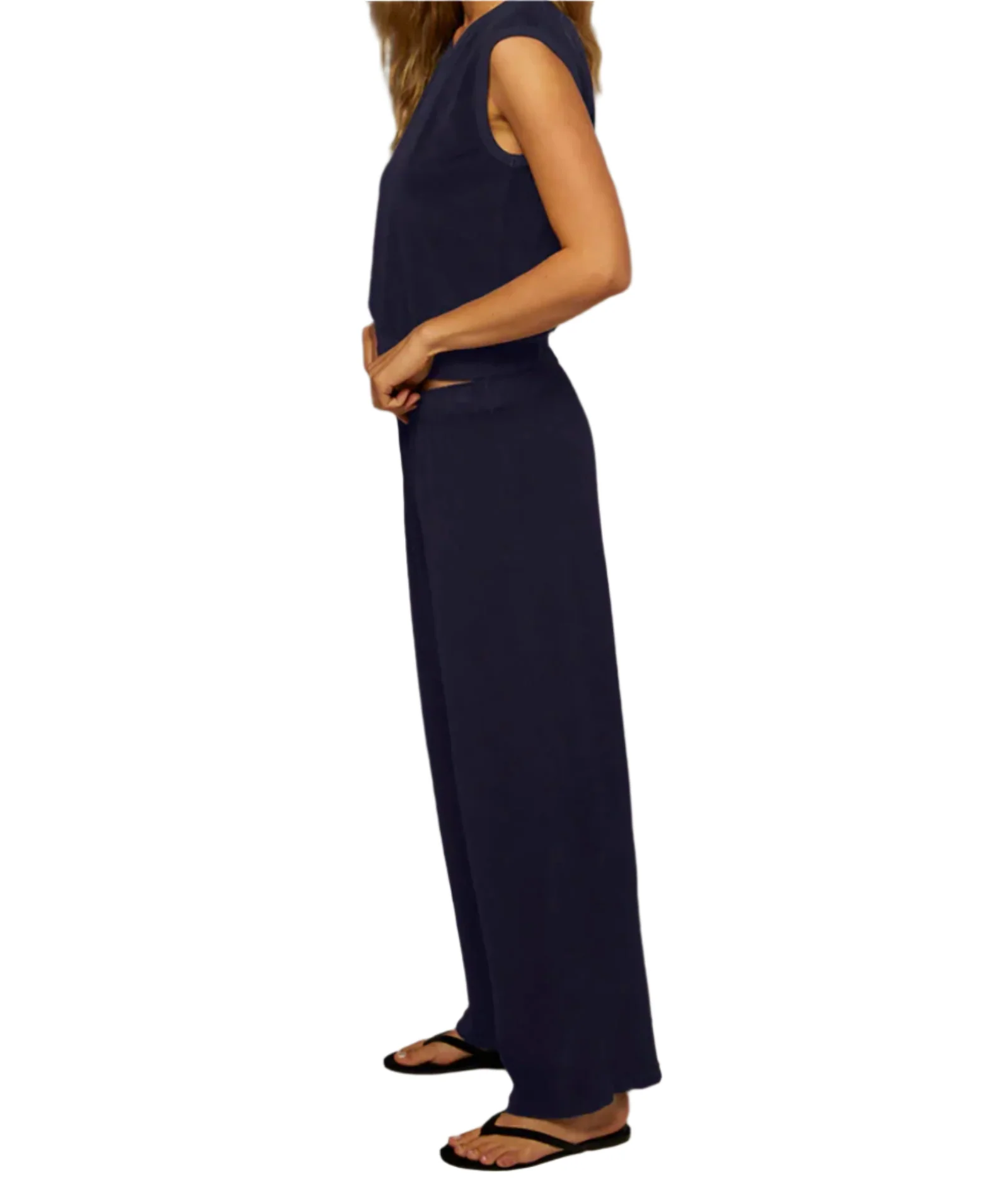 Perfect White Tee Women Katie Loop Terry Pants Navy - Image 3