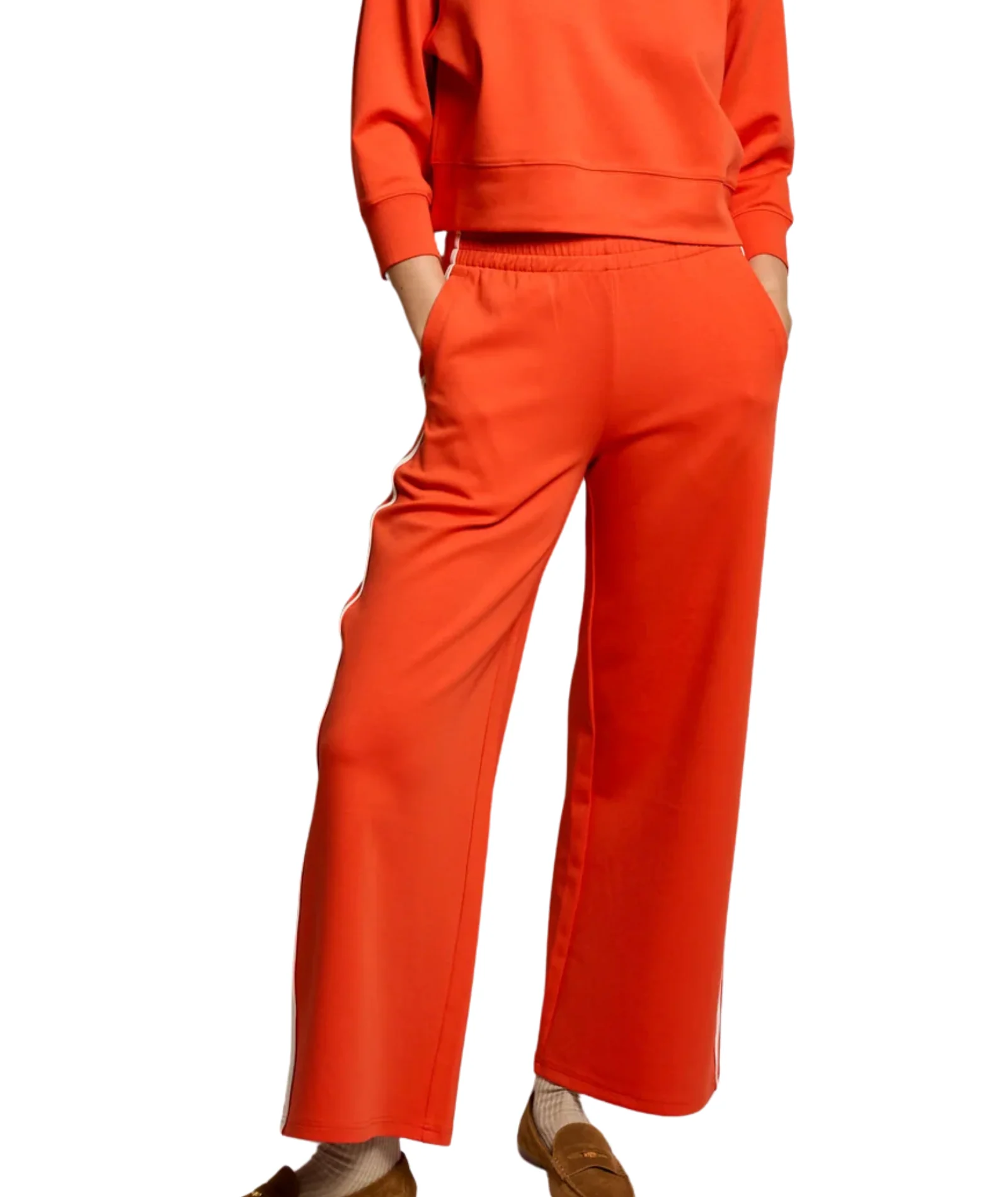 Perfect White Tee Women Mikos Travel Wide Leg Sweatpants - Image 4