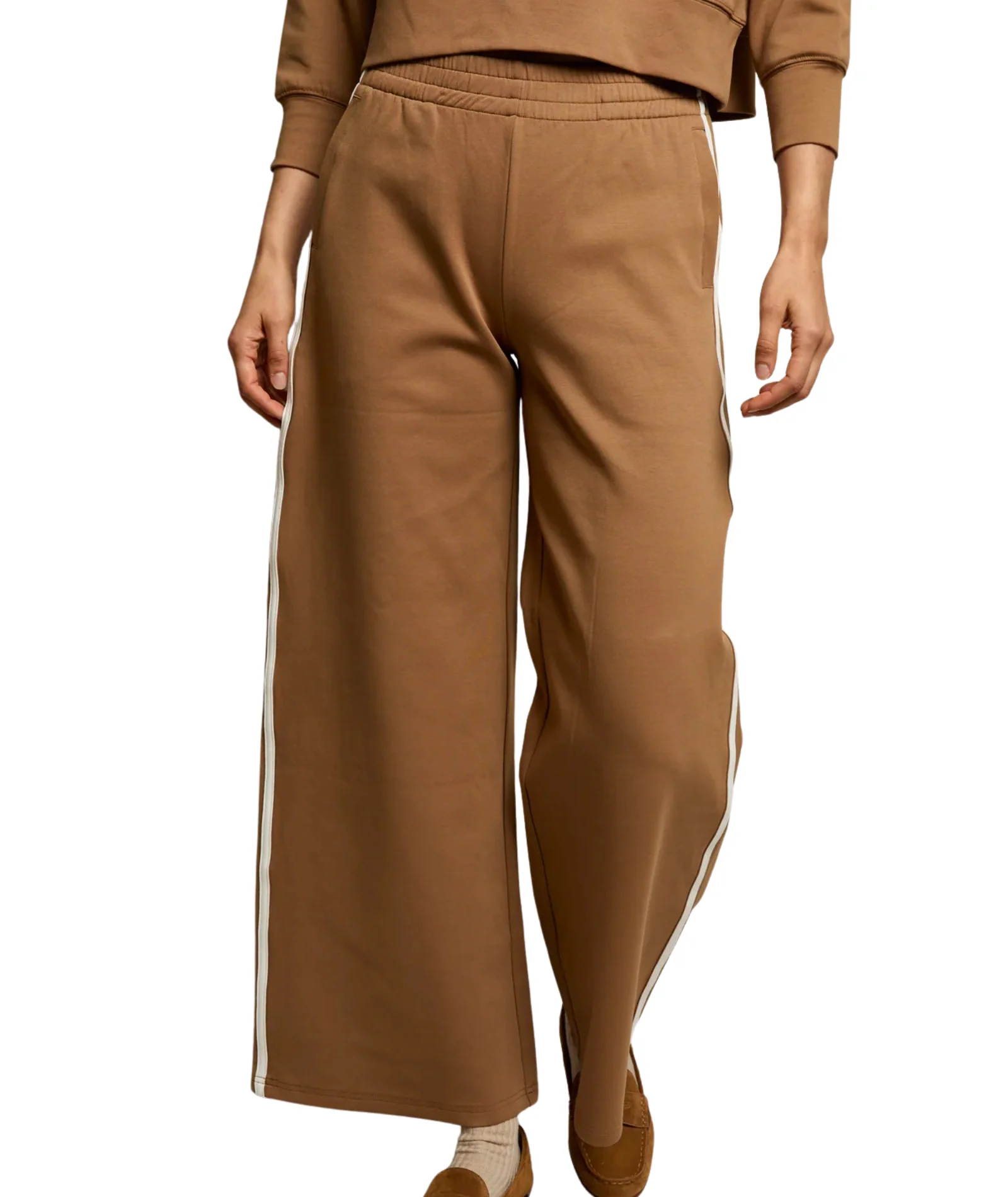 Perfect White Tee Women Mikos Travel Wide Leg Sweatpants - Image 6