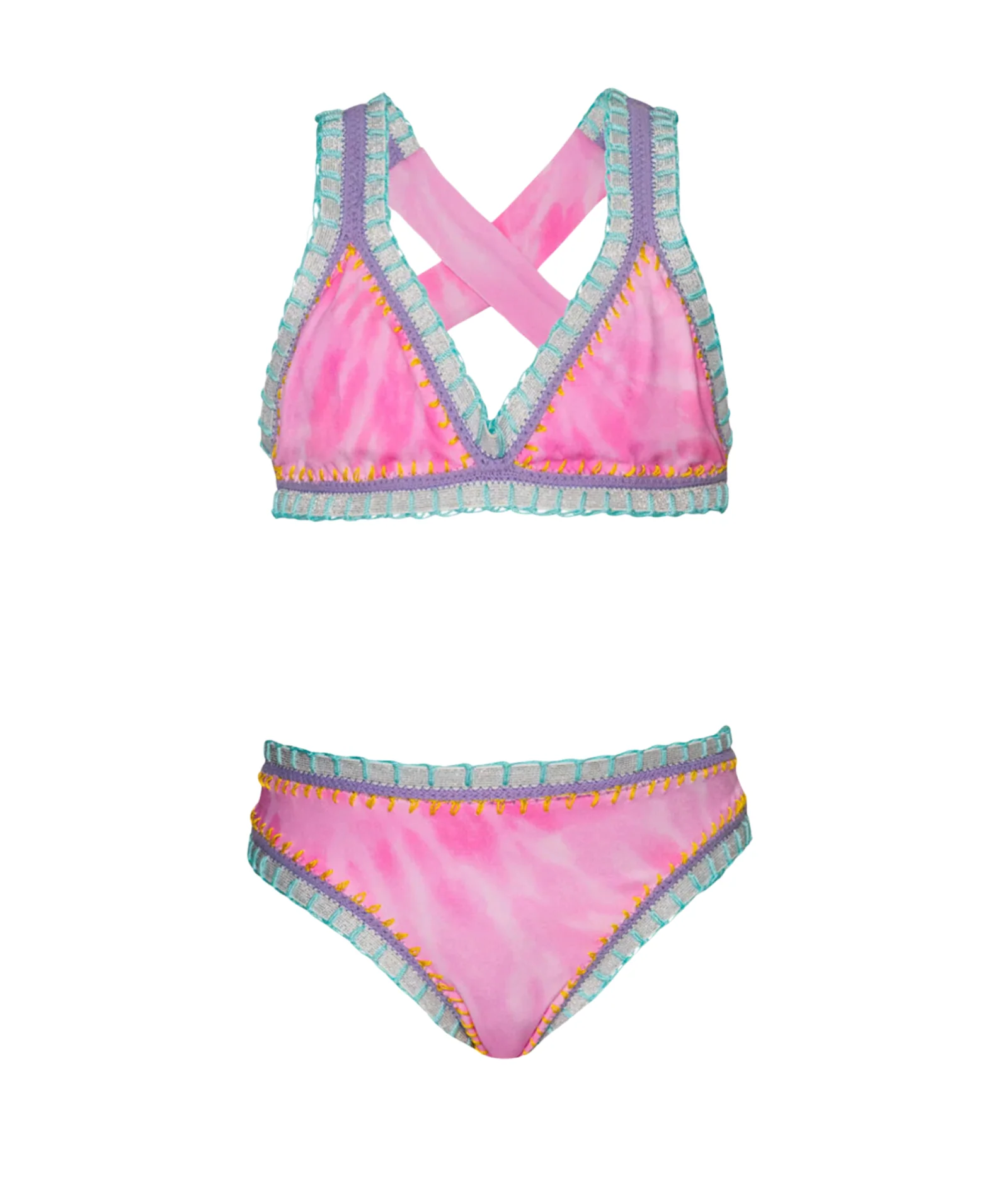 PQ Girls Rainbow Embroidered Bikini Cross Strap - Image 3