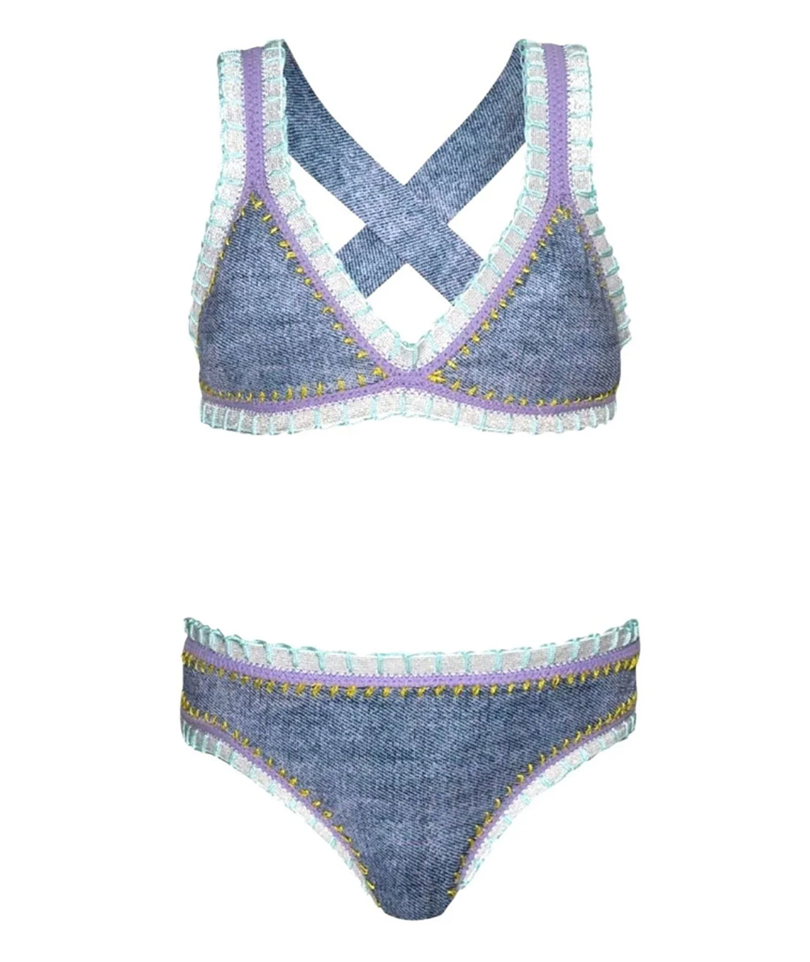 PQ Girls Rainbow Embroidered Bikini Cross Strap - Image 7