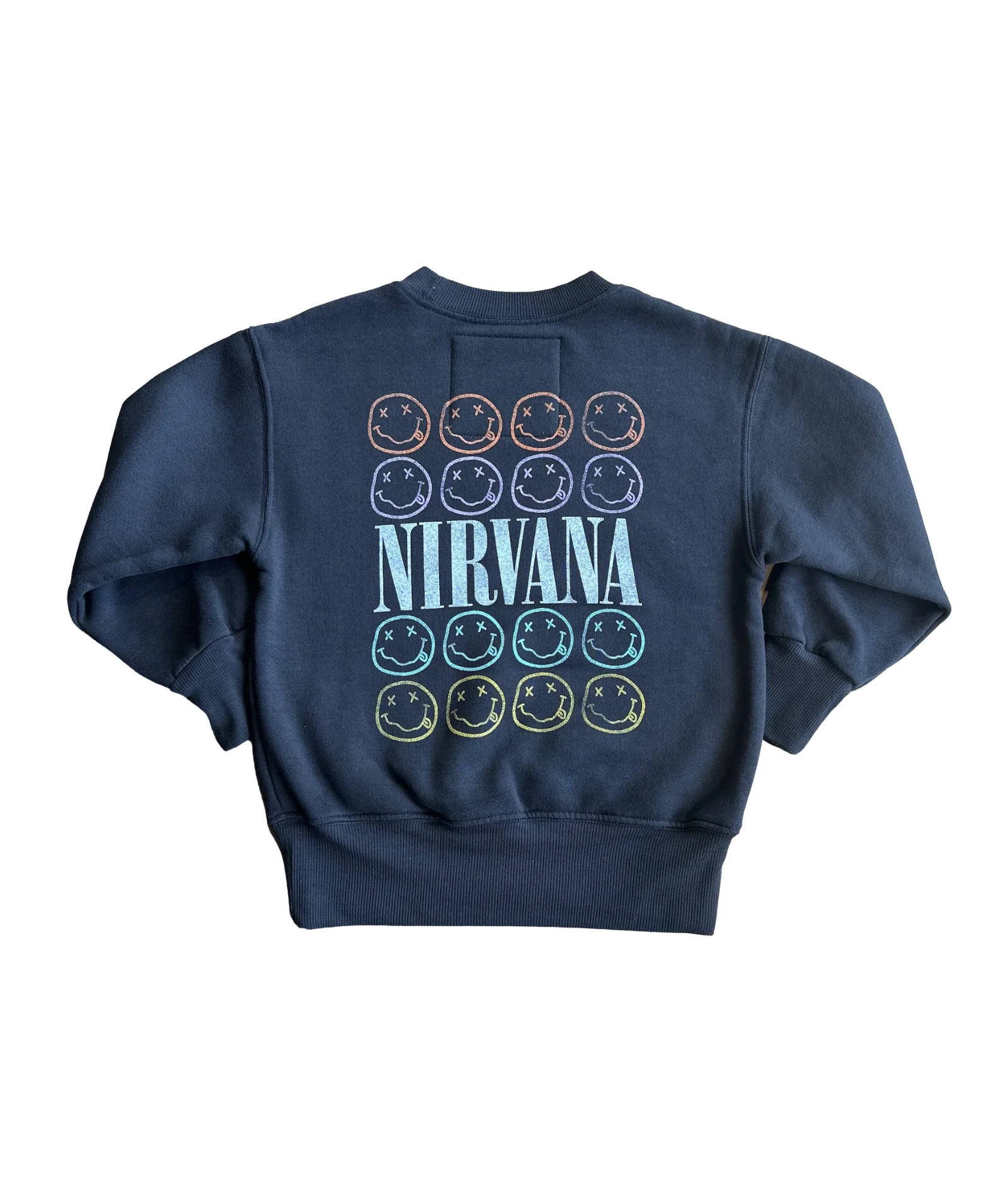 Rowdy Sprout Girls Nirvana Smiley Crew Sweatshirt Washed Black - Image 2